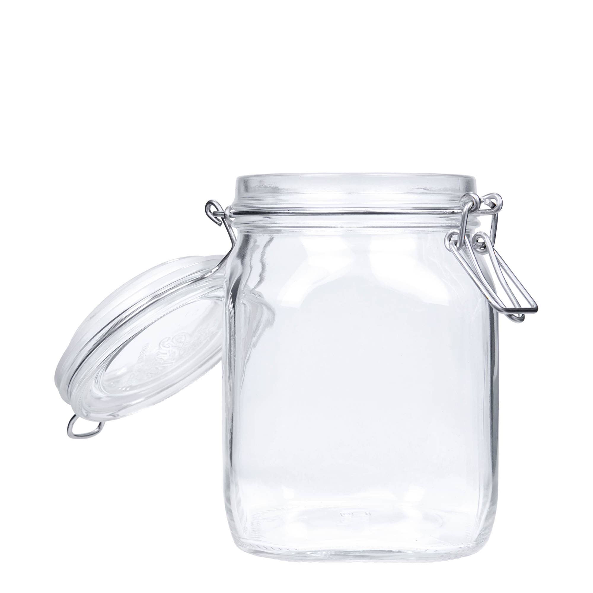1.000 ml barattolo a chiusura ermetica con gancio 'Fido', quadrato, bocca: chiusura a gancio