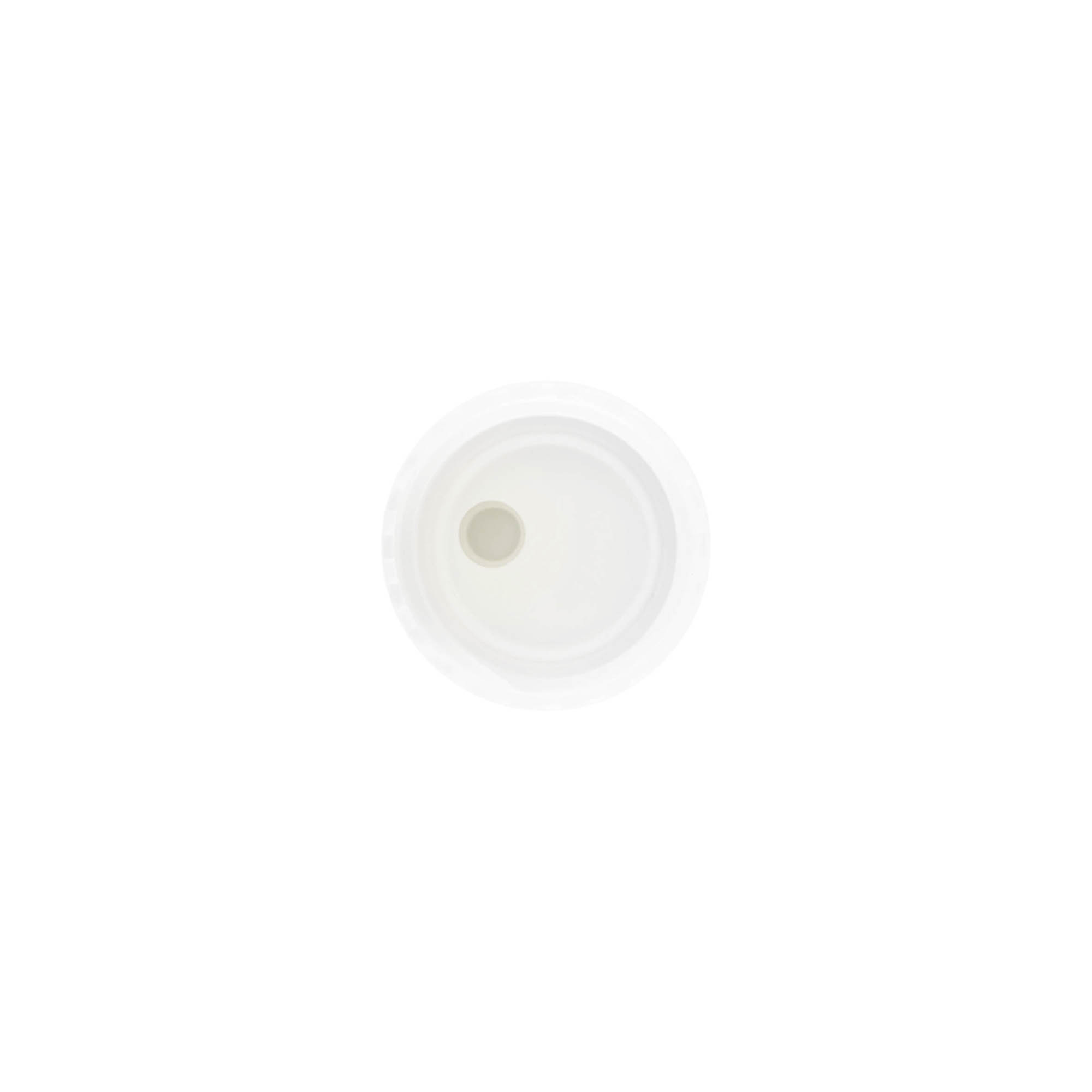 Chiusura a vite Disc Top, plastica PP, bianca, per bocca: 24/410 Chiusura a vite Disc Top, plastica PP, bianca, per bocca: 24/410