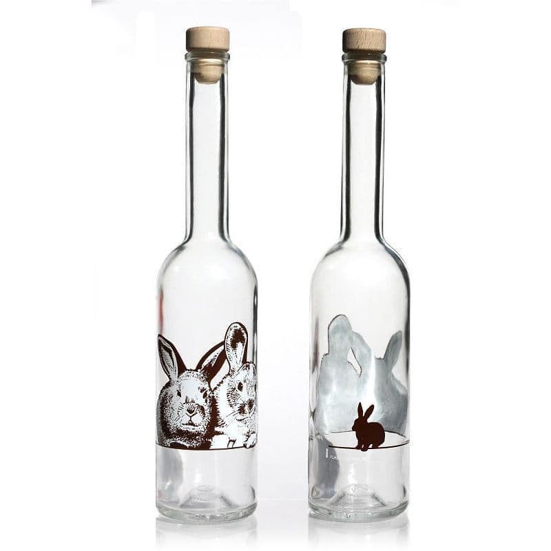 Flacone di vetro da 500 ml 'Opera', motivo: Coniglio, imboccatura: fascetta Flacone di vetro da 500 ml 'Opera', motivo: Coniglio, imboccatura: fascetta