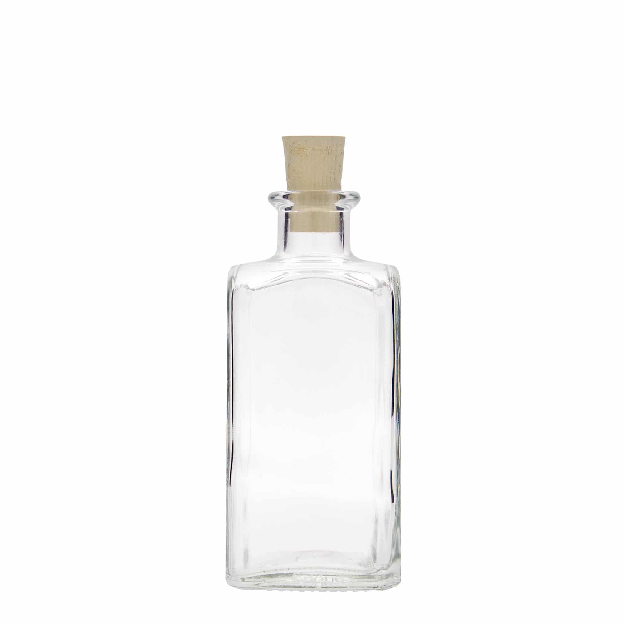 250 ml Bottiglia da farmacia 'Carré', vetro, quadrata, imboccatura: fascetta