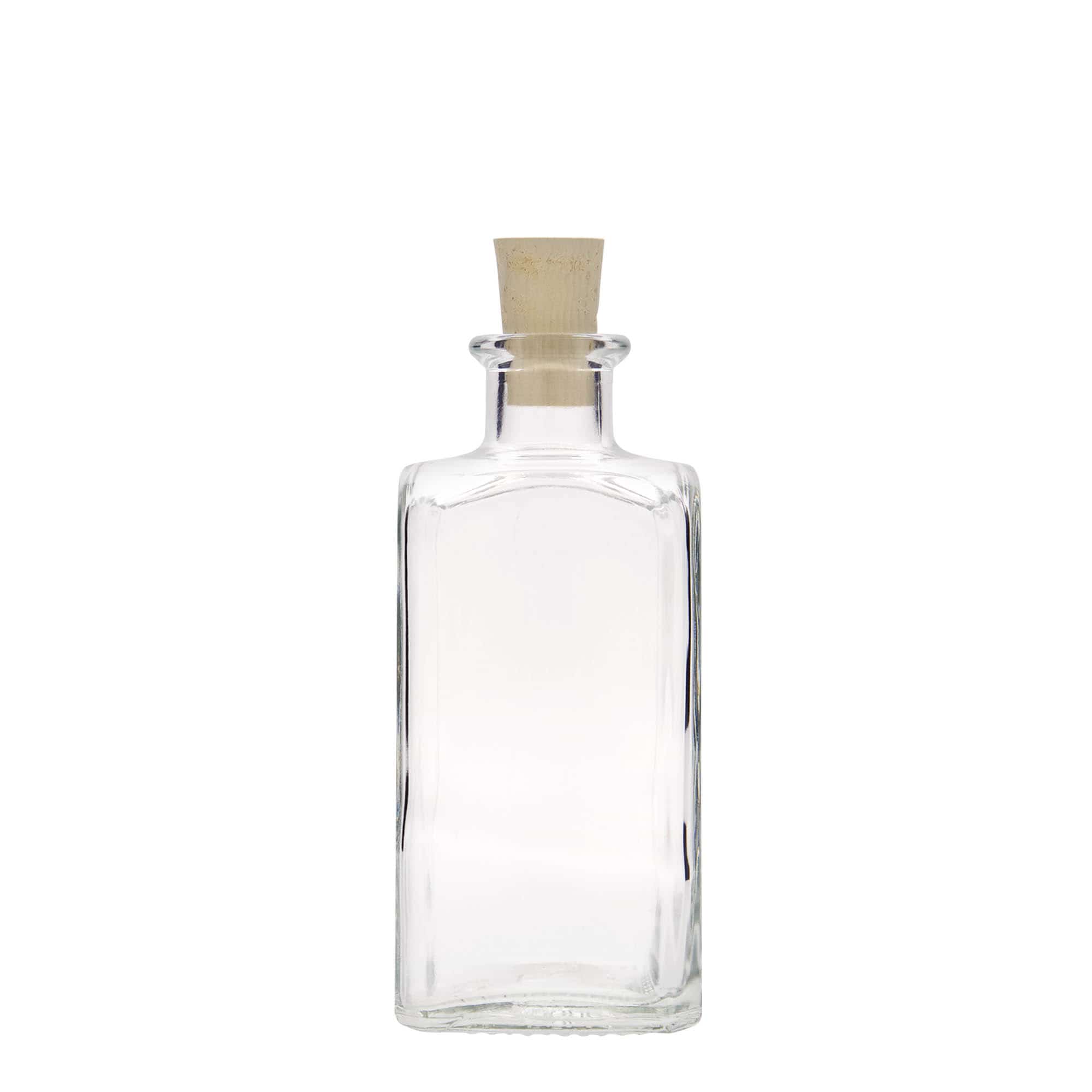 Bottiglia di vetro da 250 ml Apotheker Carré, quadrata, bocca: sughero