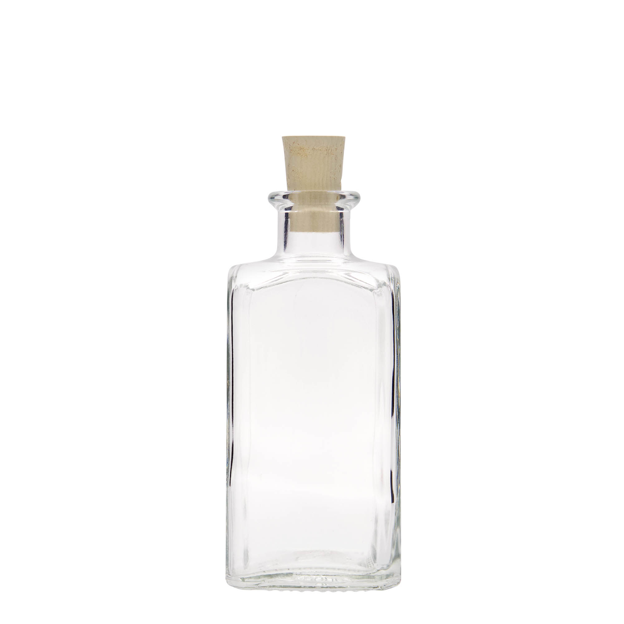 Bottiglia di vetro da 250 ml Apotheker Carré, quadrata, bocca: sughero Bottiglia di vetro da 250 ml Apotheker Carré, quadrata, bocca: sughero