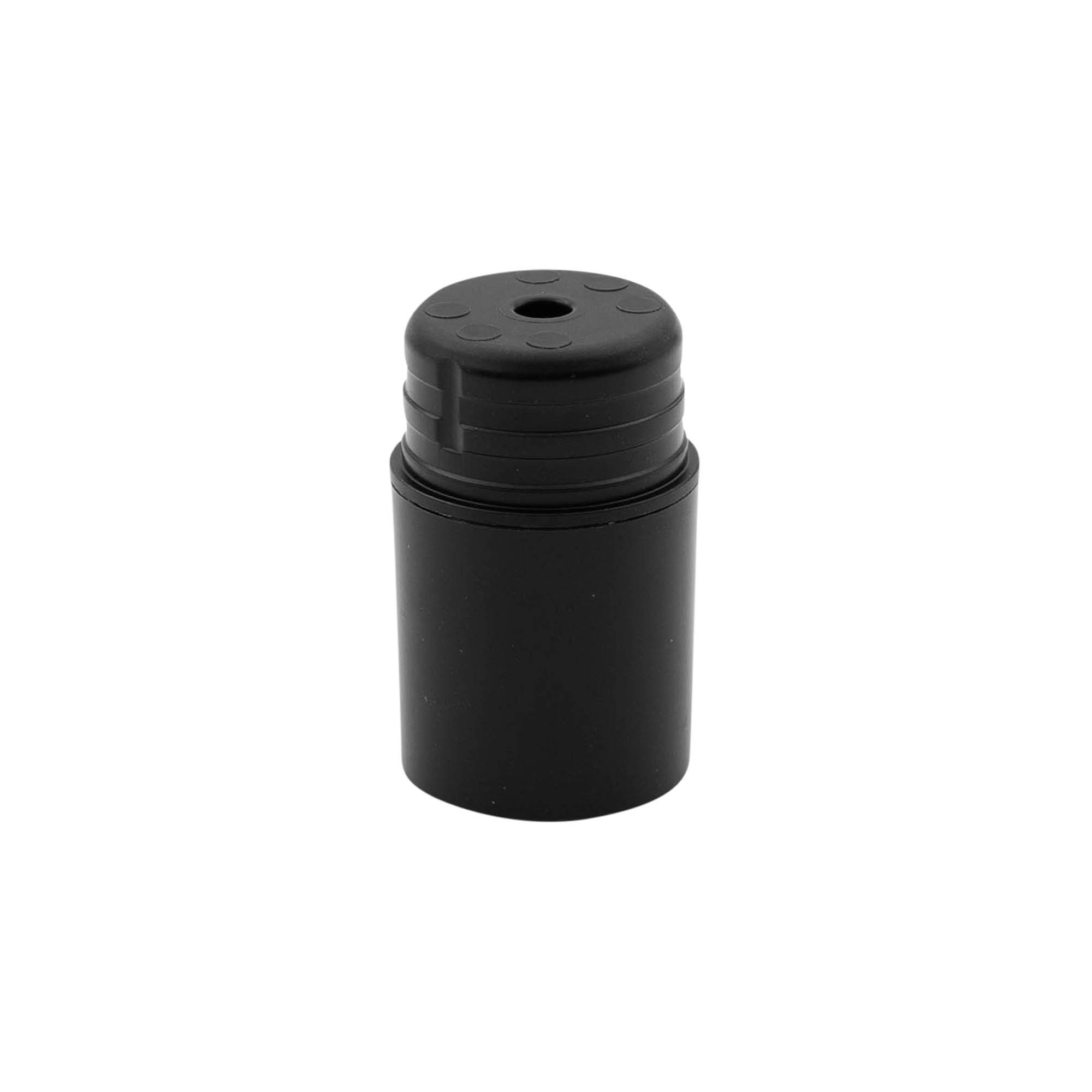 Testa pompa dispenser airless 'Nano', plastica PP, nera Testa pompa dispenser airless 'Nano', plastica PP, nera