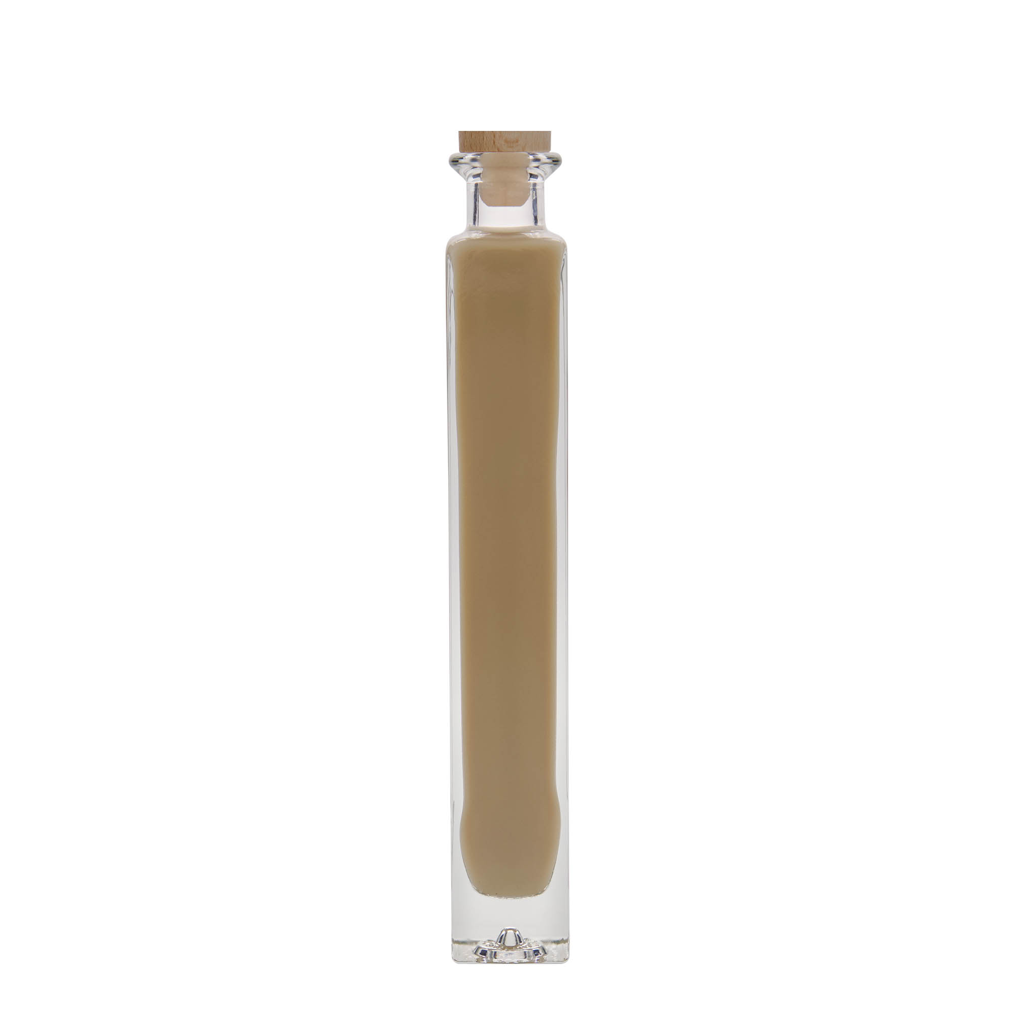 200 ml Bottiglia di vetro 'Tommy', quadrata, imboccatura: fascetta