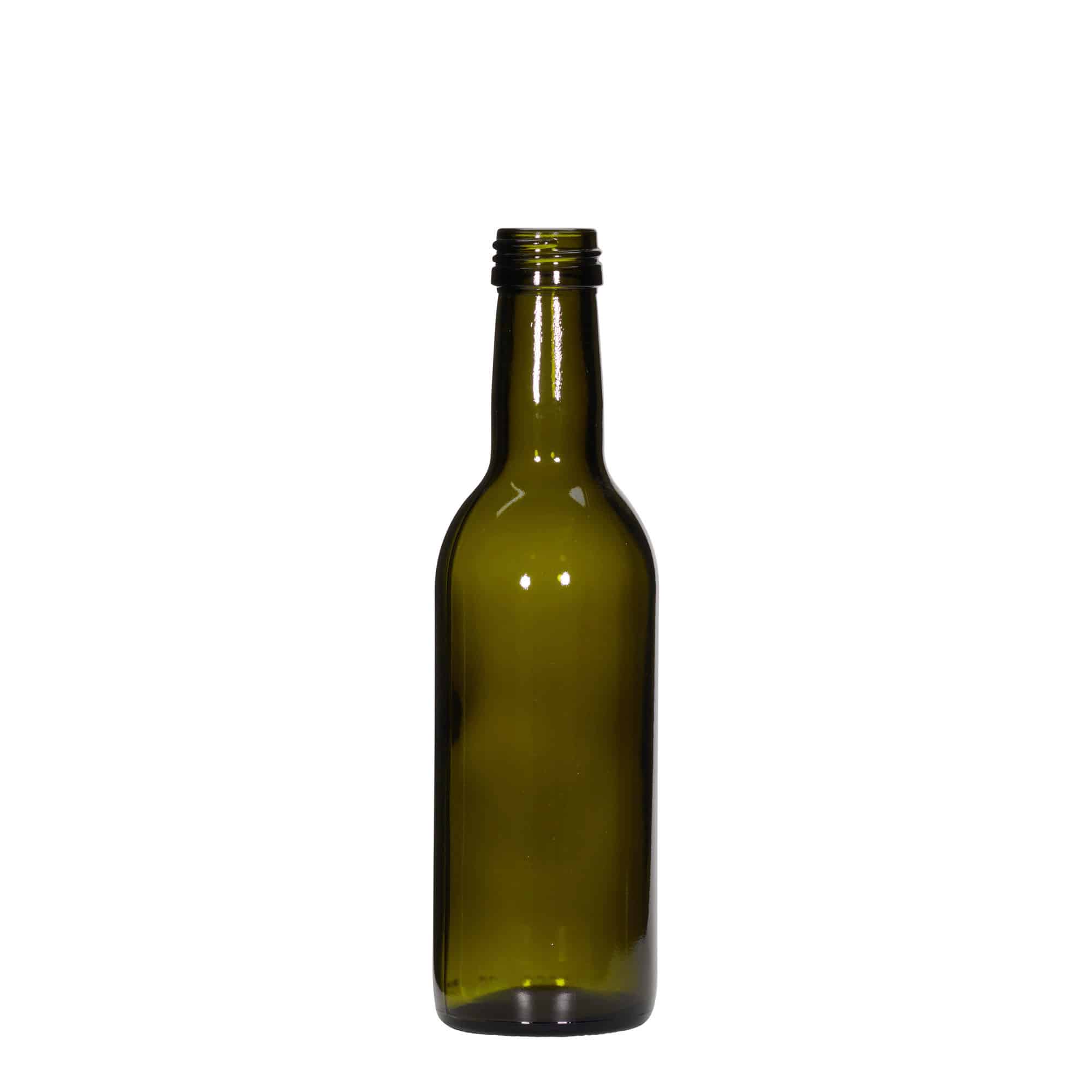250 ml Bottiglia Bordolese, vetro, verde antico, imboccatura: PP 28 250 ml Bottiglia Bordolese, vetro, verde antico, imboccatura: PP 28