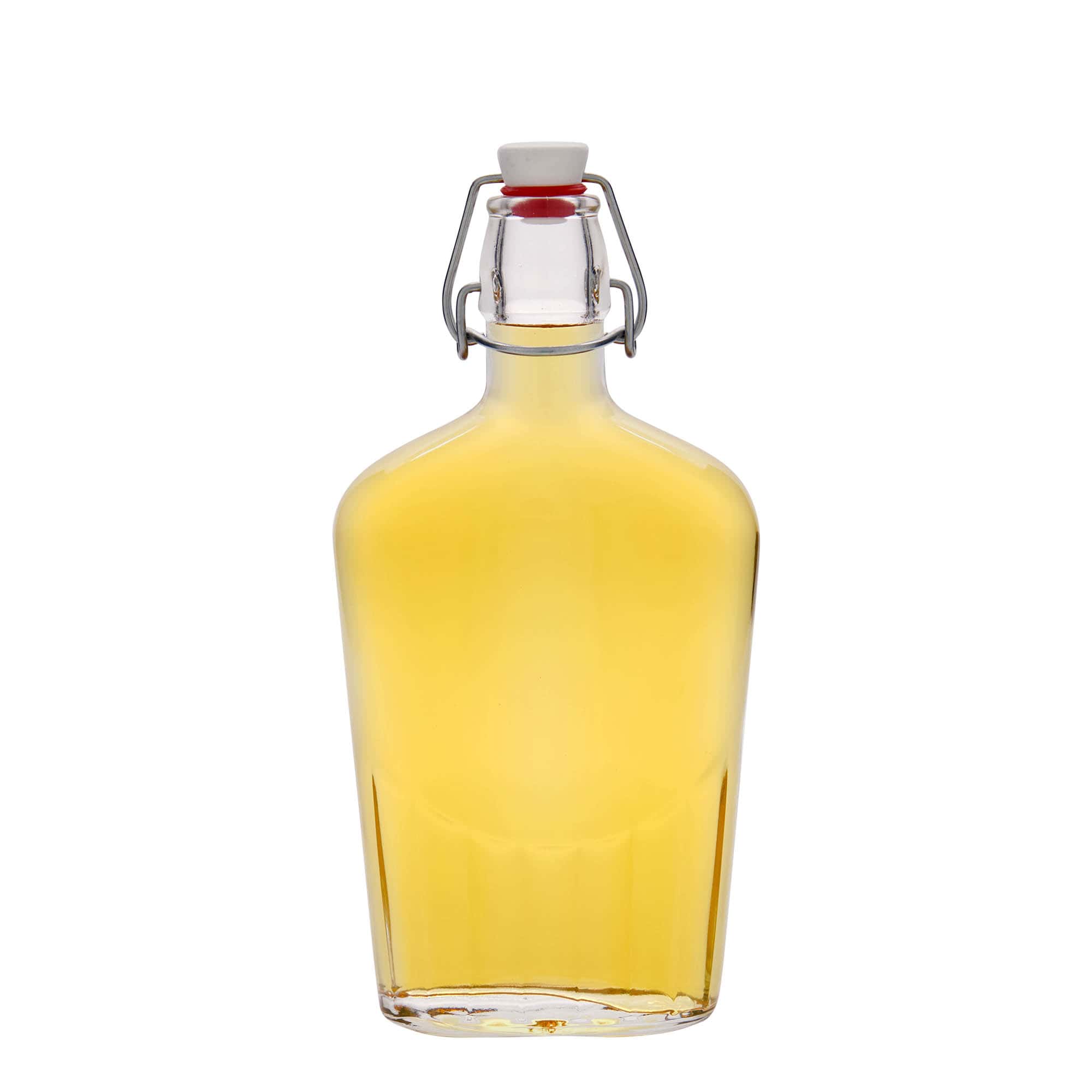 500 ml Bottiglia di vetro 'Fiaschetta', ovale, imboccatura: tappo meccanico