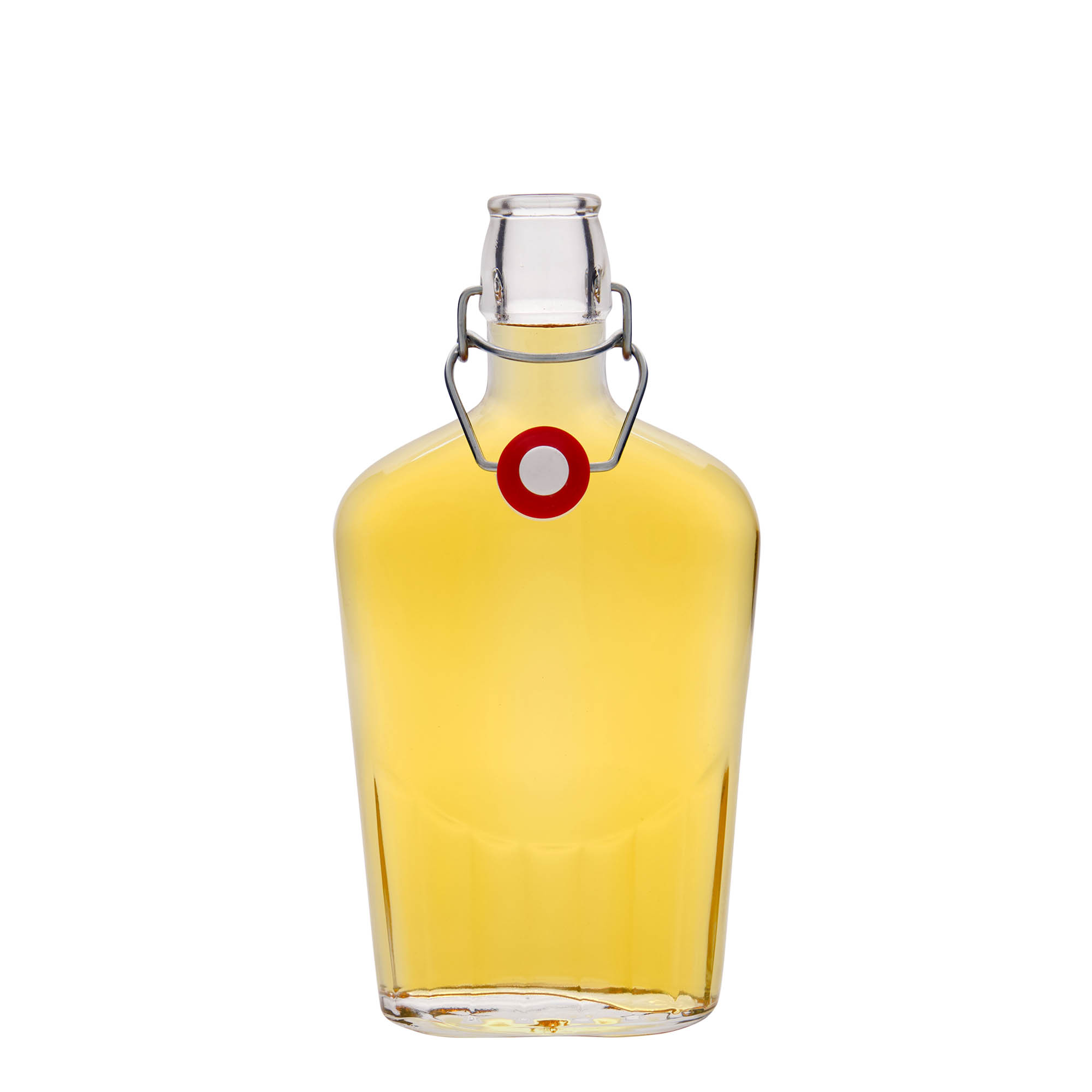 Bottiglia di vetro da 500 ml 'Fiaschetta', ovale, bocca: chiusura a leva Bottiglia di vetro da 500 ml 'Fiaschetta', ovale, bocca: chiusura a leva