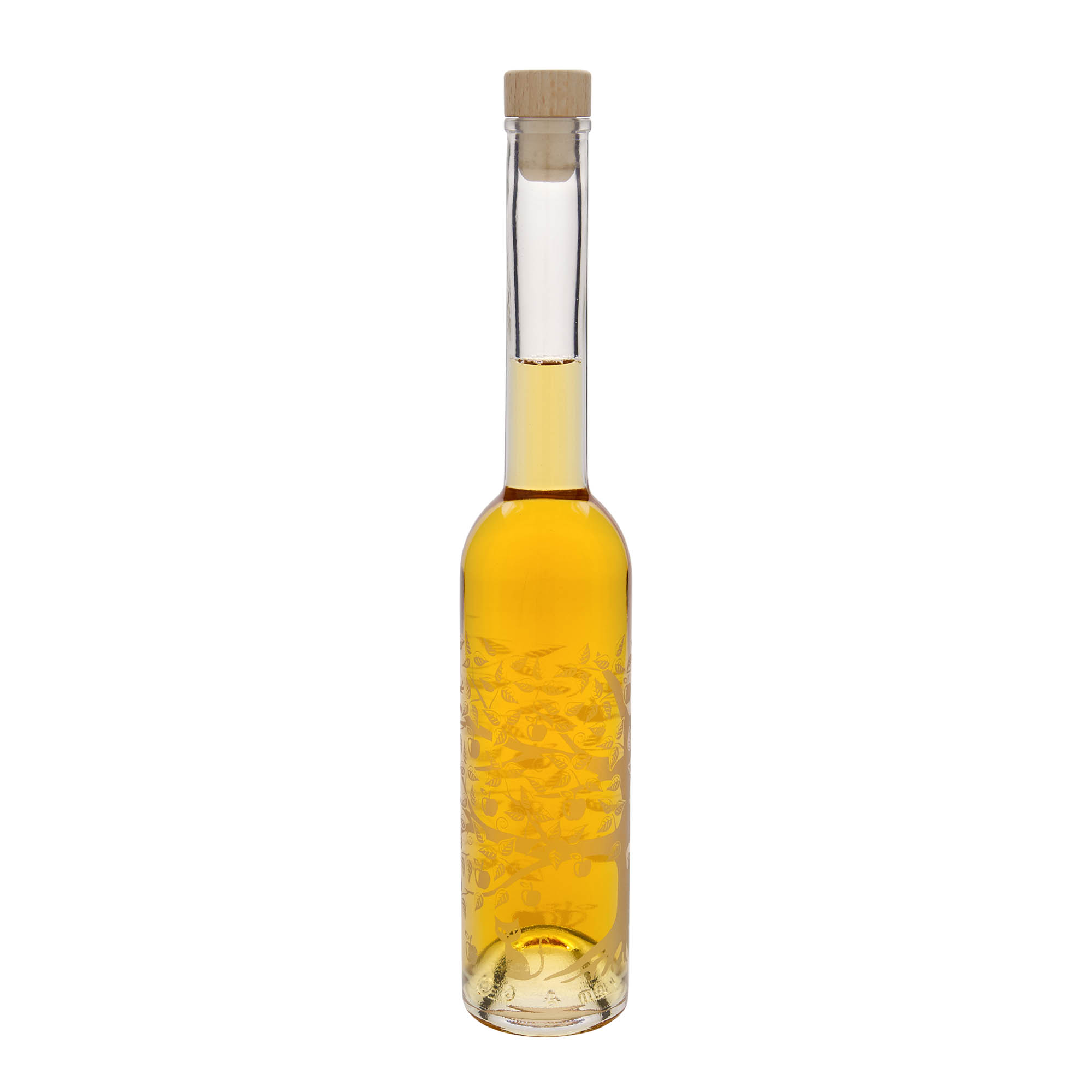 Bottiglia di vetro da 350 ml 'Opera', motivo: melo, bocca: sughero Bottiglia di vetro da 350 ml 'Opera', motivo: melo, bocca: sughero