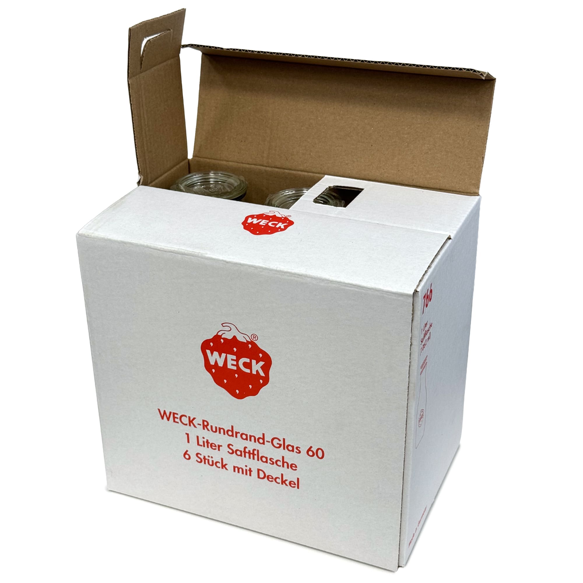 6x 1000 ml bottiglia per succo WECK con coperchio in vetro RR 60