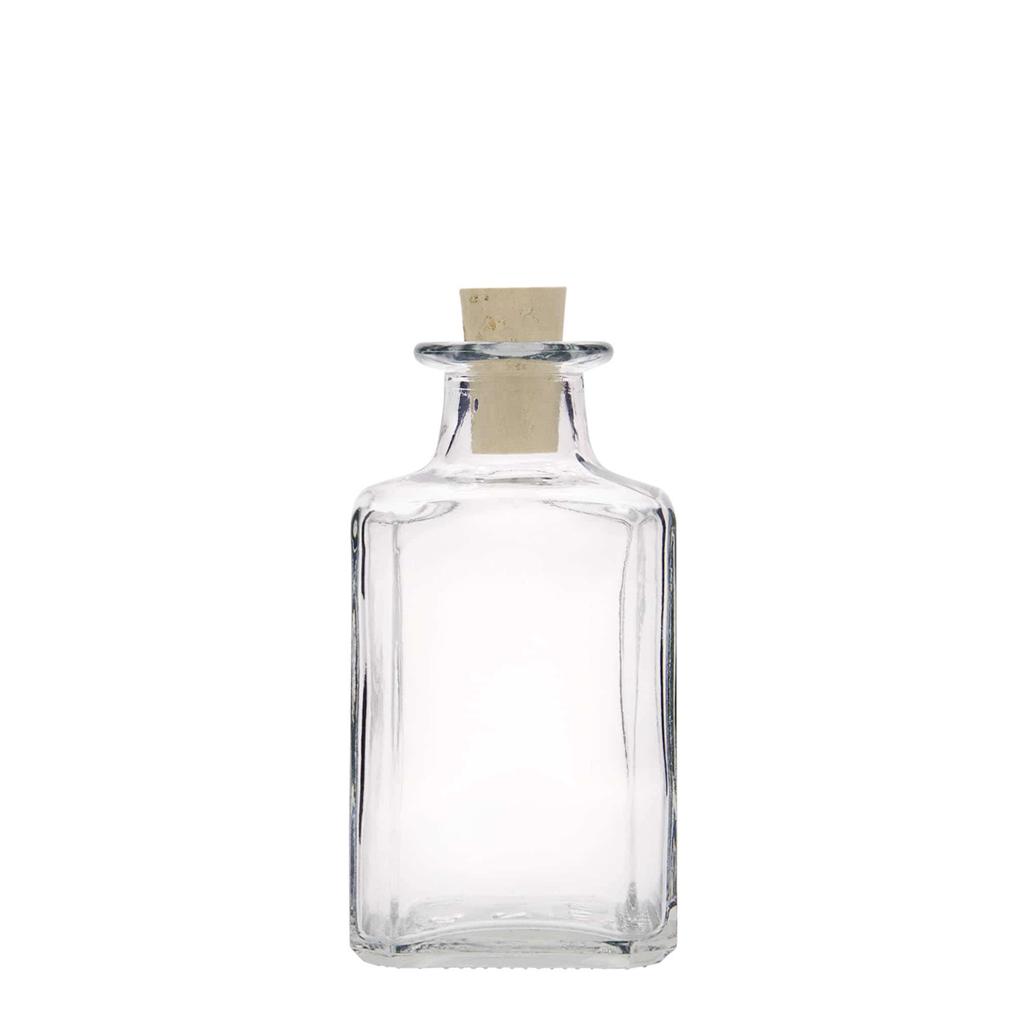 Bottiglia di vetro da 250 ml 'Torben', quadrata, bocca: sughero