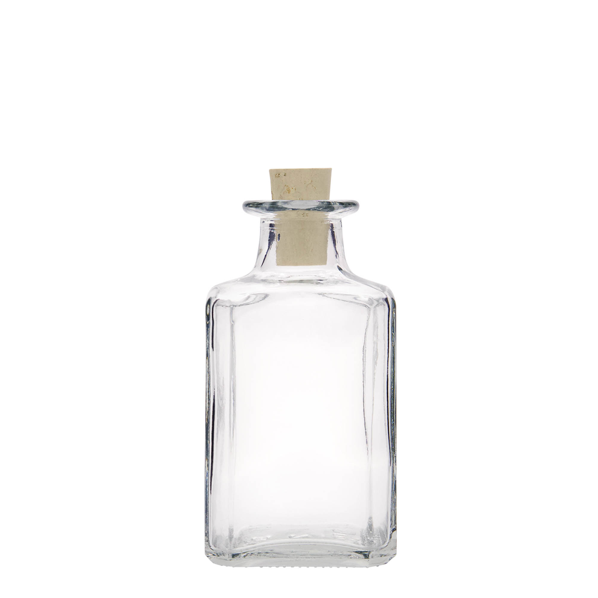 Bottiglia di vetro da 250 ml 'Torben', quadrata, bocca: sughero Bottiglia di vetro da 250 ml 'Torben', quadrata, bocca: sughero