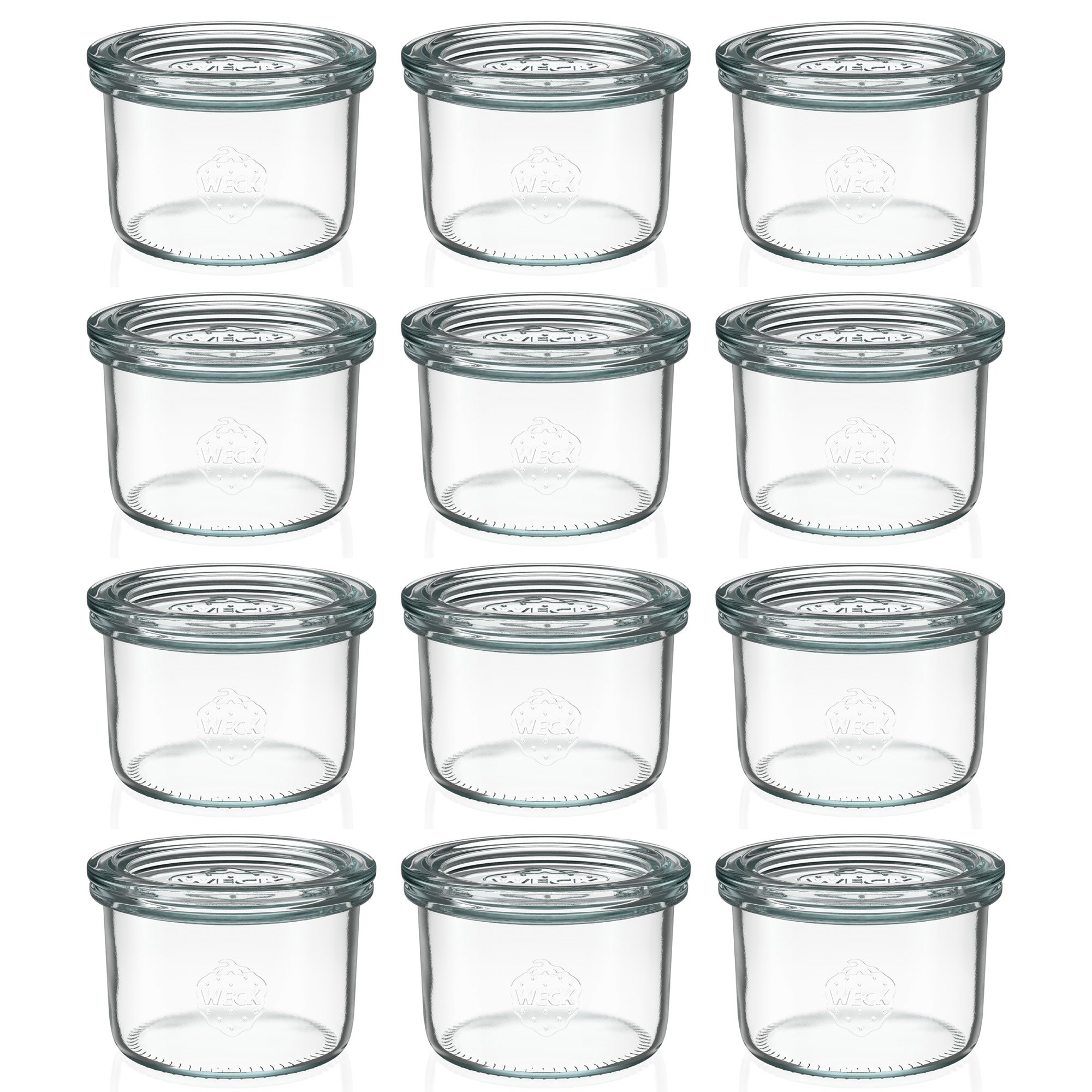 12x 200 ml vaso WECK a bocca larga con coperchio in vetro RR 80