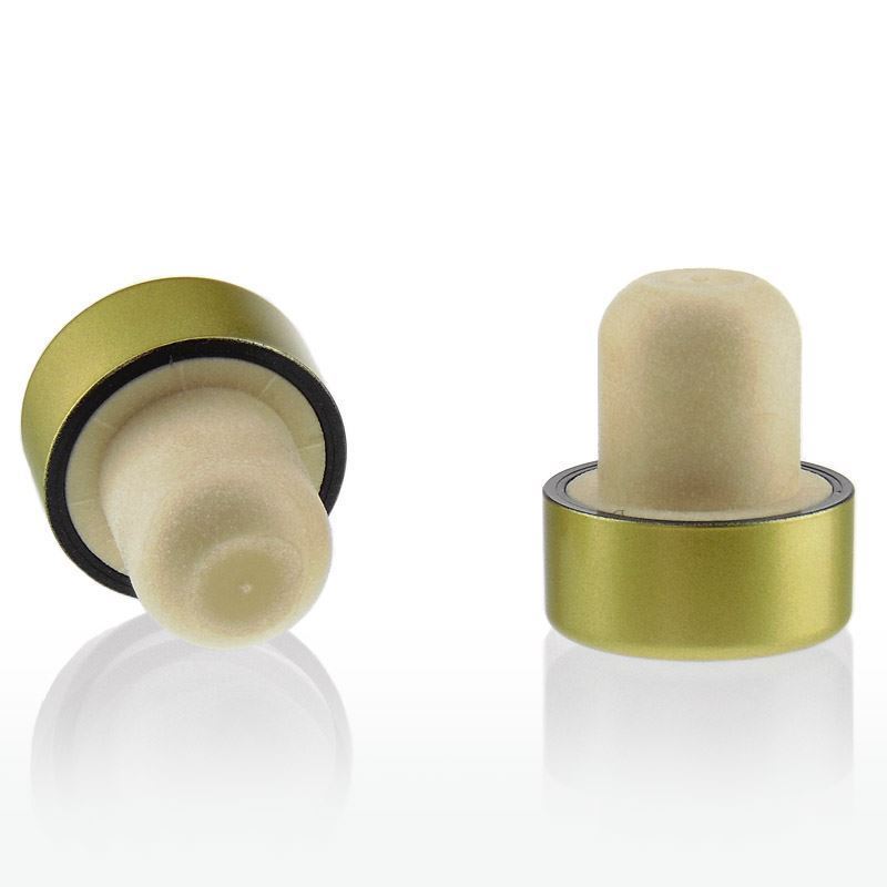 Tappo con impugnatura in sughero 19 mm, plastica, oro, per bocca: sughero Tappo con impugnatura in sughero 19 mm, plastica, oro, per bocca: sughero