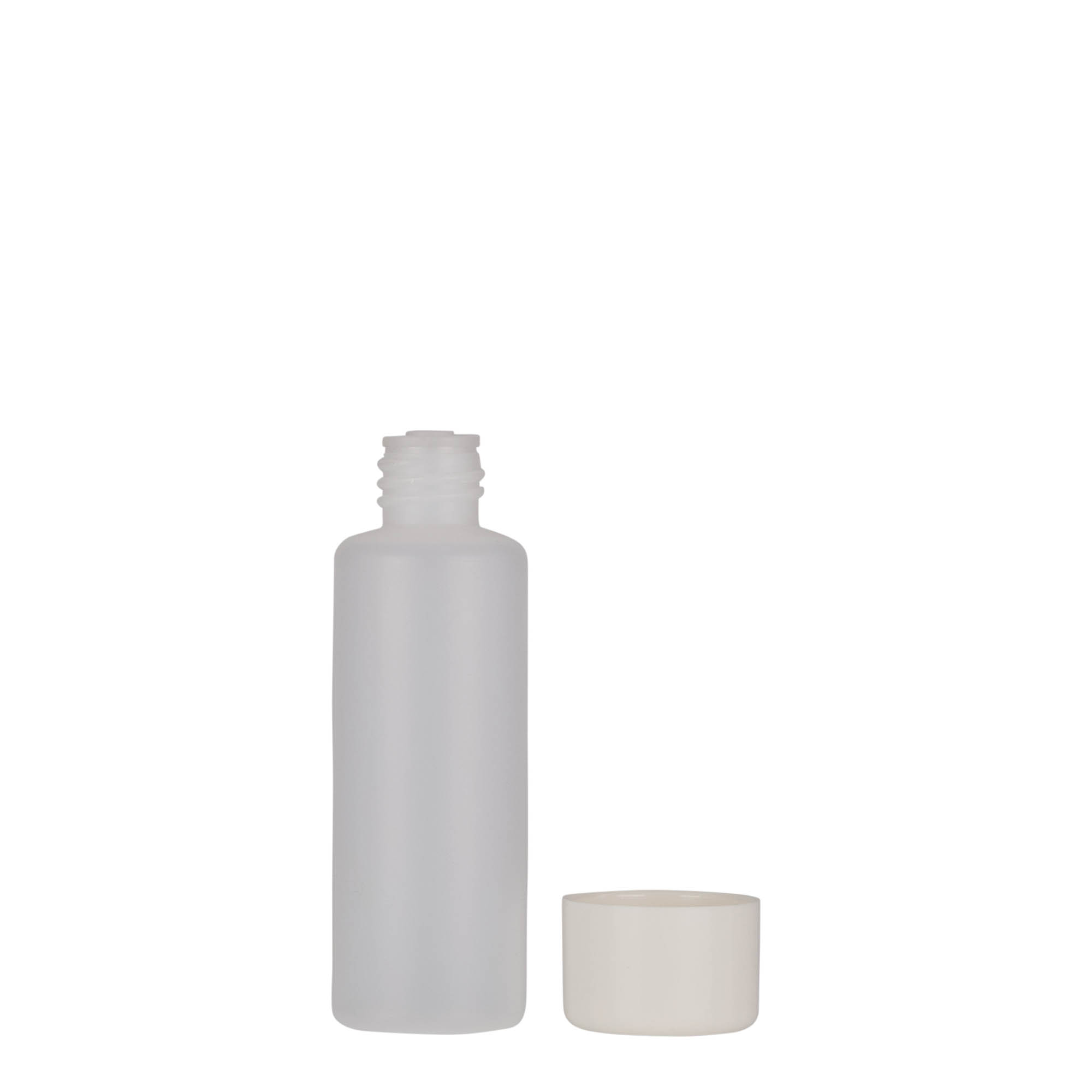50 ml bottiglia rotonda, plastica PE, naturale, bocca: chiusura a vite