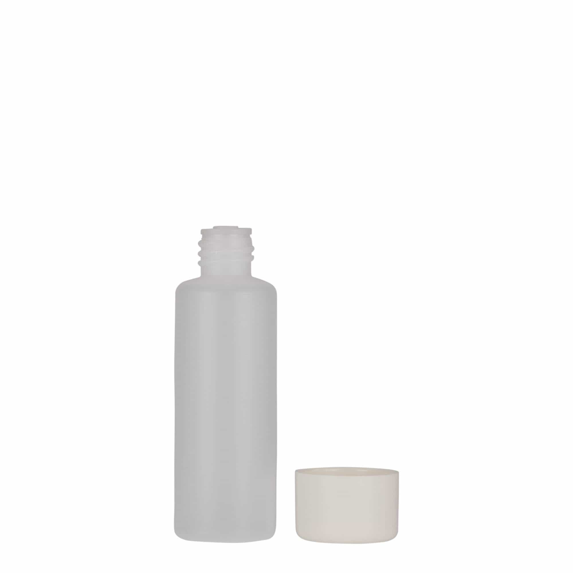 50 ml bottiglia rotonda, plastica PE, naturale, bocca: chiusura a vite