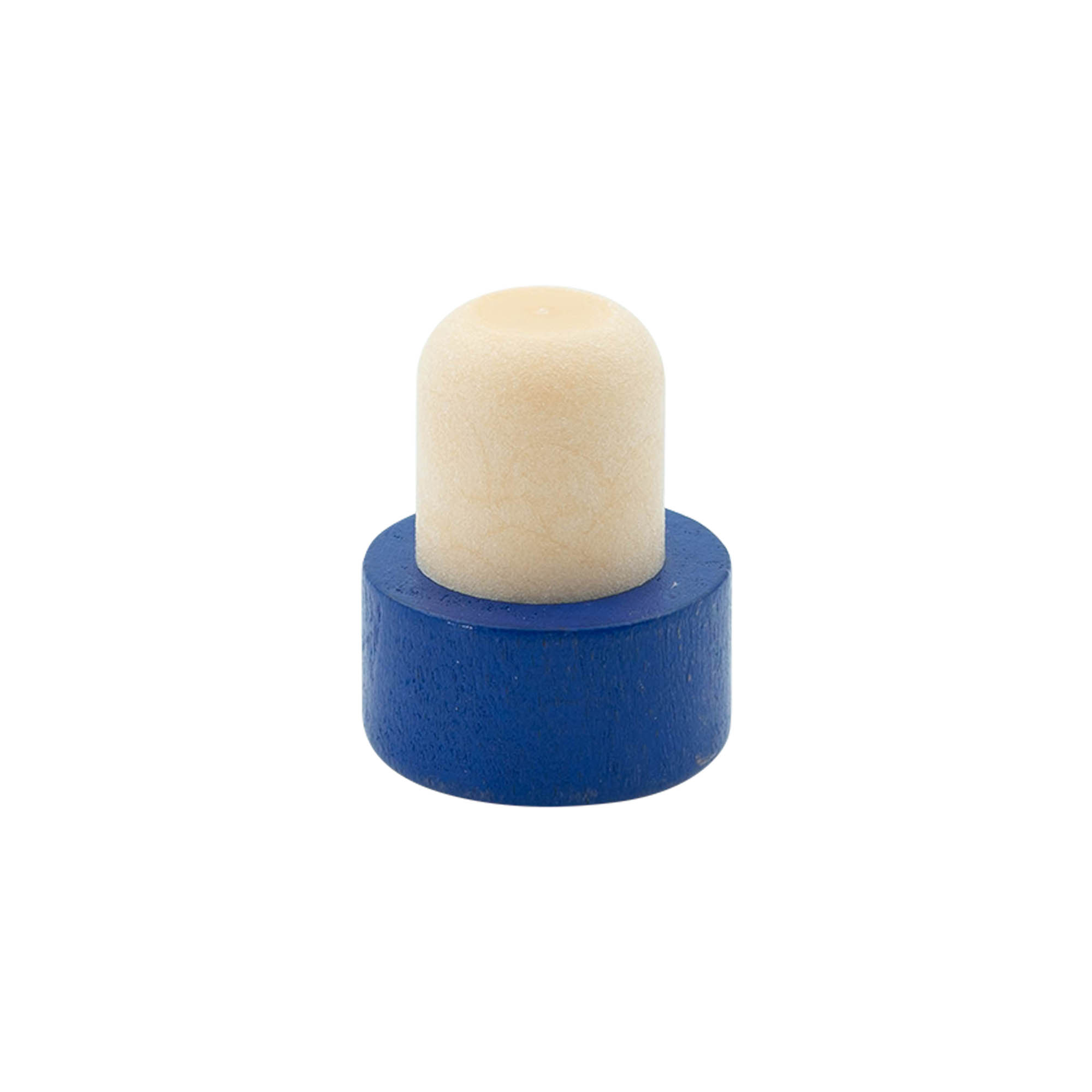 Tappo a manico 19 mm, legno/plastica, blu, per bocca: sughero Tappo a manico 19 mm, legno/plastica, blu, per bocca: sughero
