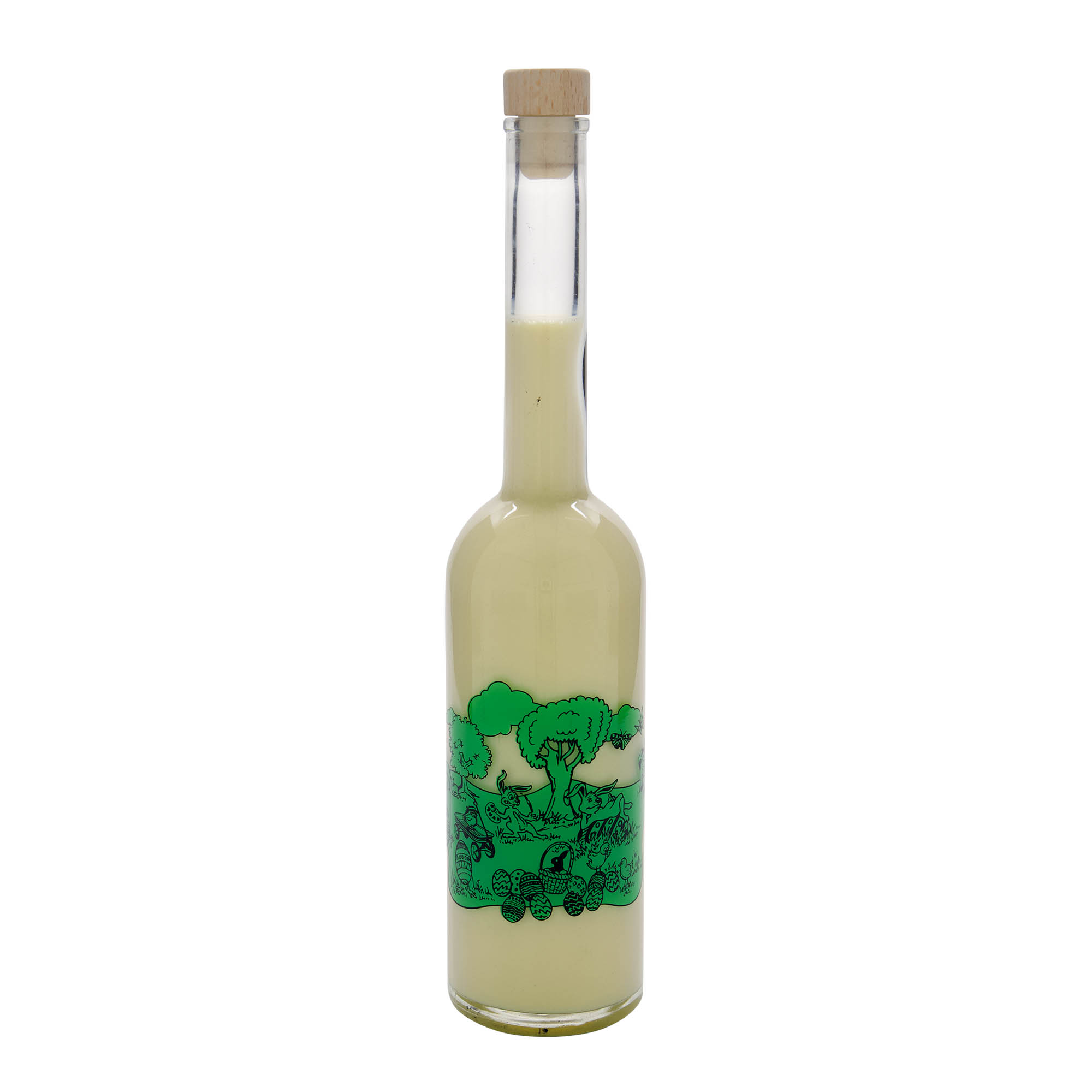 Bottiglia di vetro 500 ml 'Opera', motivo: Buona Pasqua, bocca: tappo di sughero Bottiglia di vetro 500 ml 'Opera', motivo: Buona Pasqua, bocca: tappo di sughero