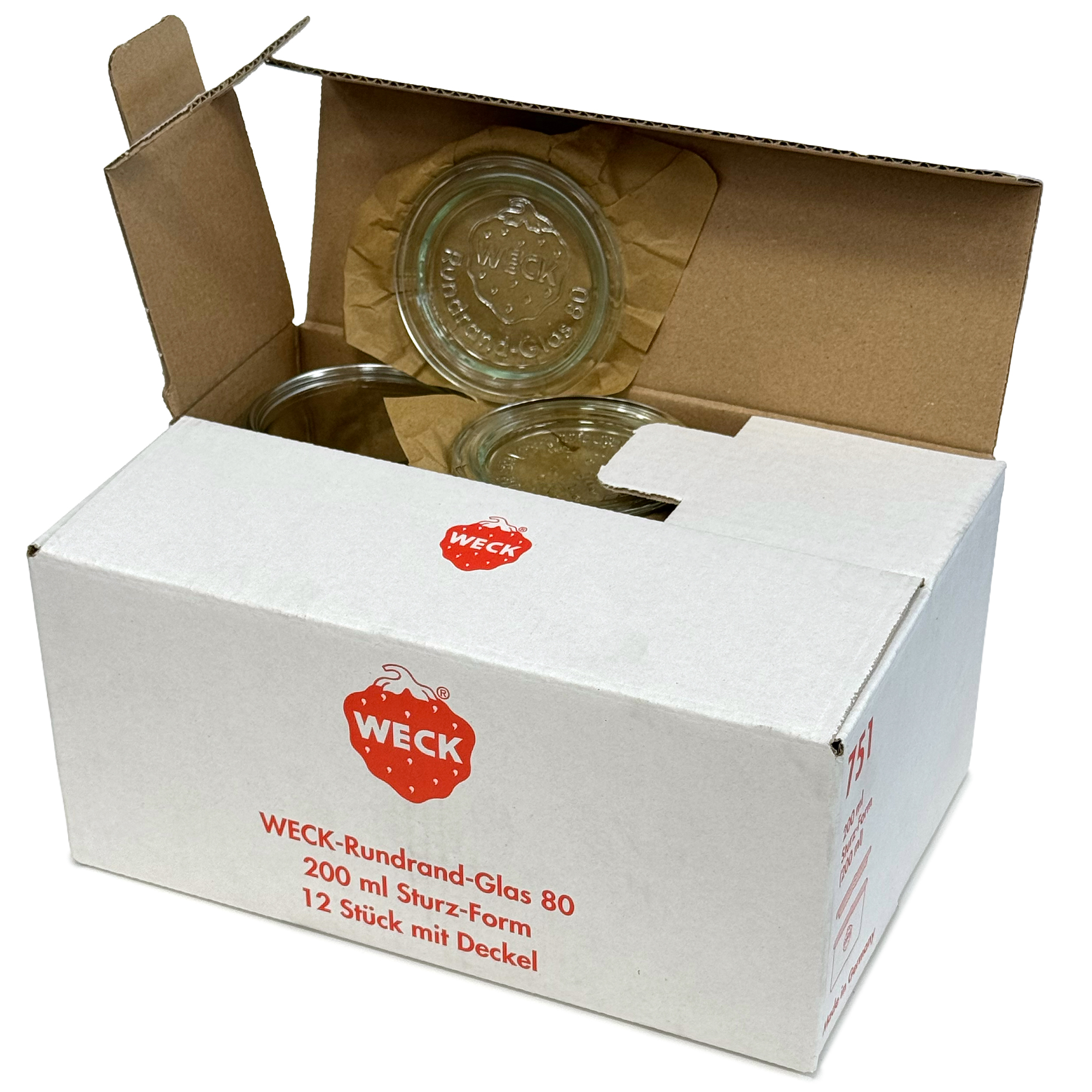12x 200 ml vaso WECK a bocca larga con coperchio in vetro RR 80