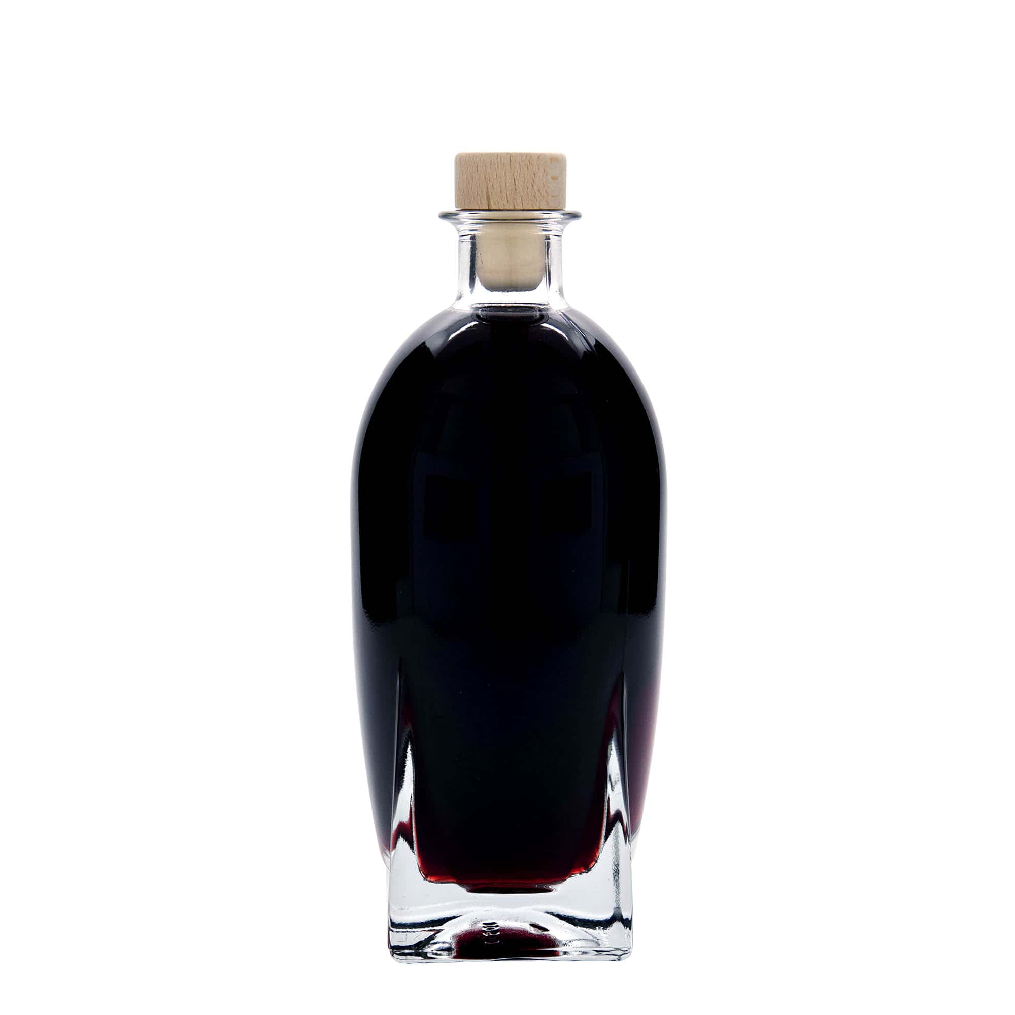 500 ml Bottiglia di vetro 'Zino', quadrata, imboccatura: fascetta