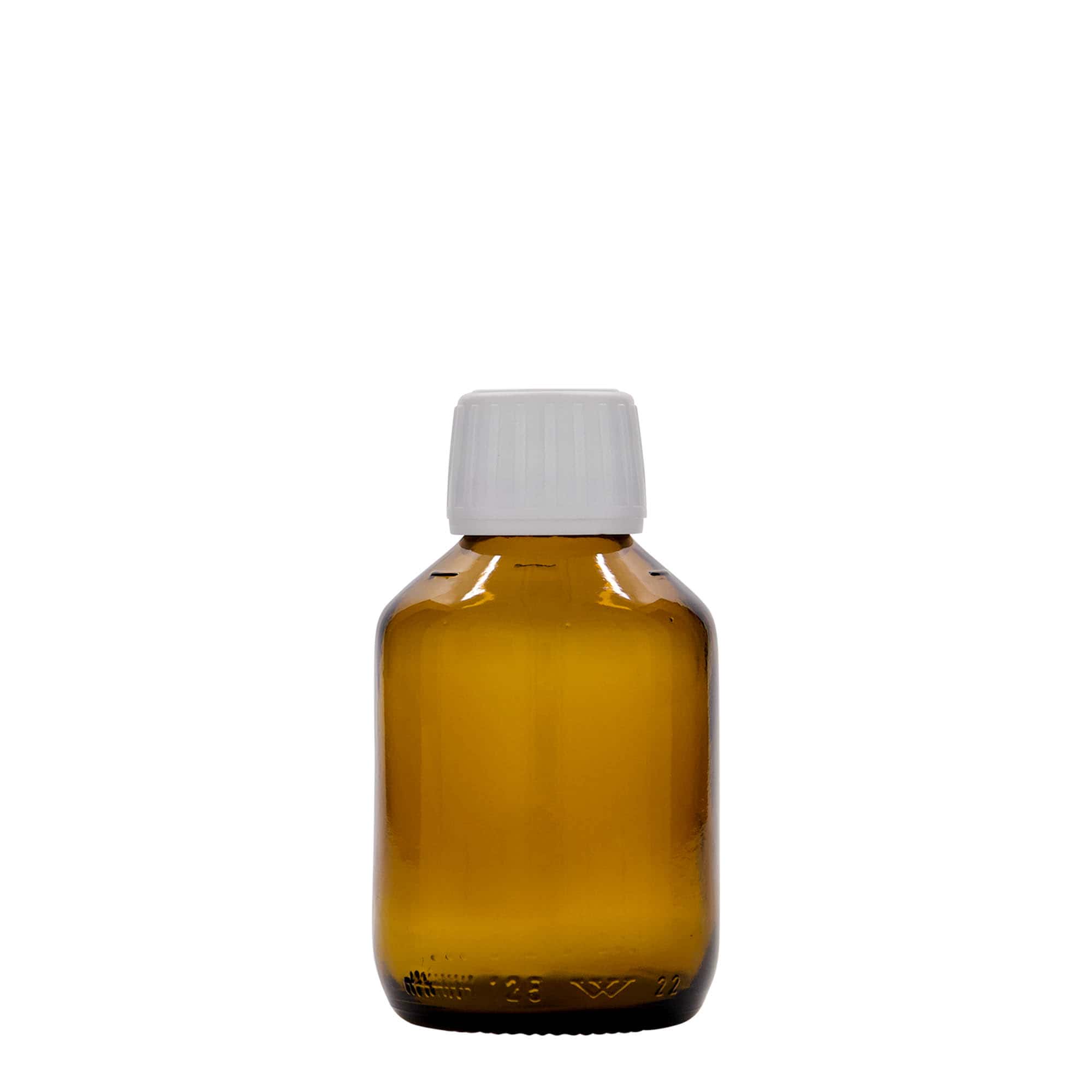 125 ml bottiglia medicinale, marrone, vetro, bocca: PP 28