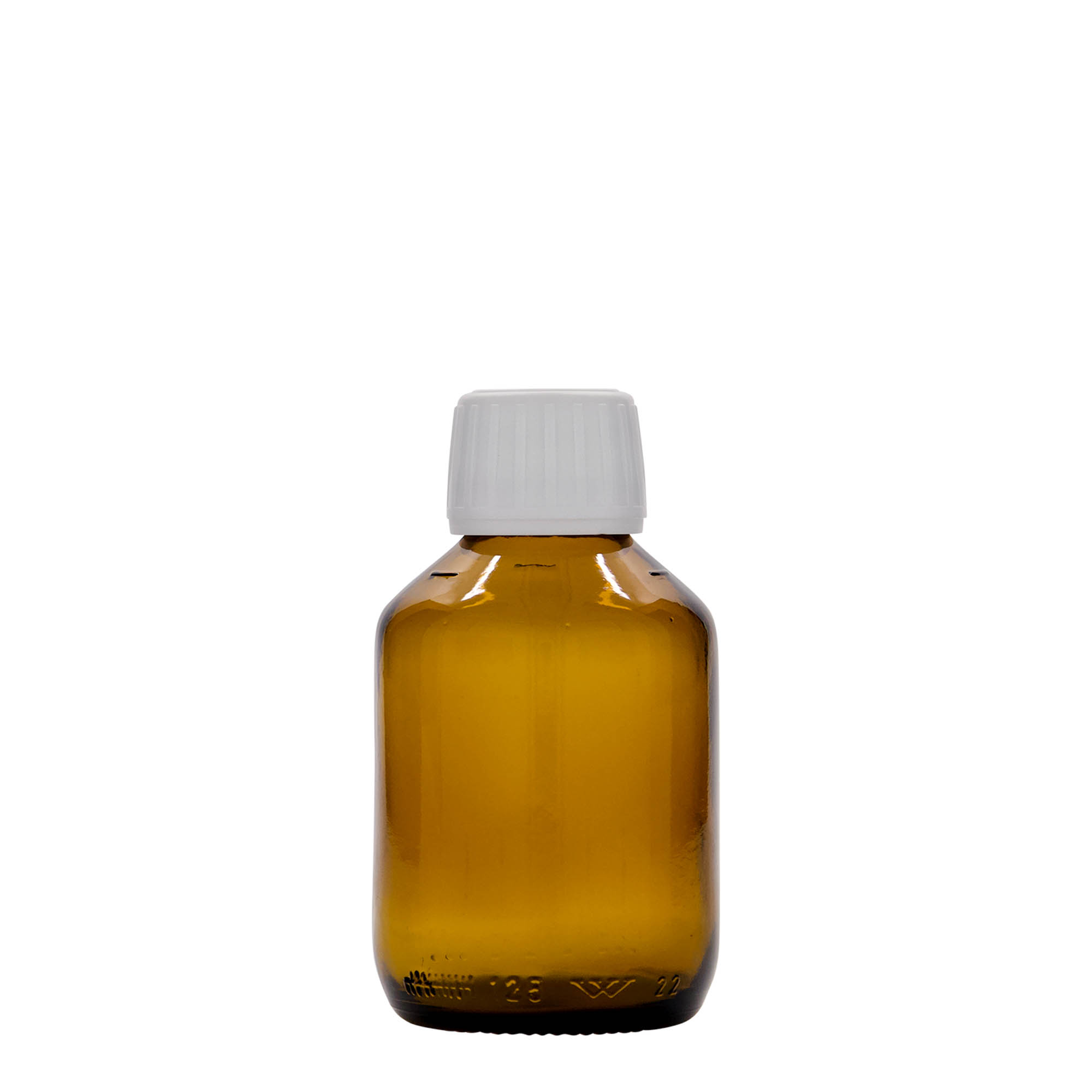 125 ml bottiglia medicinale, marrone, vetro, bocca: PP 28