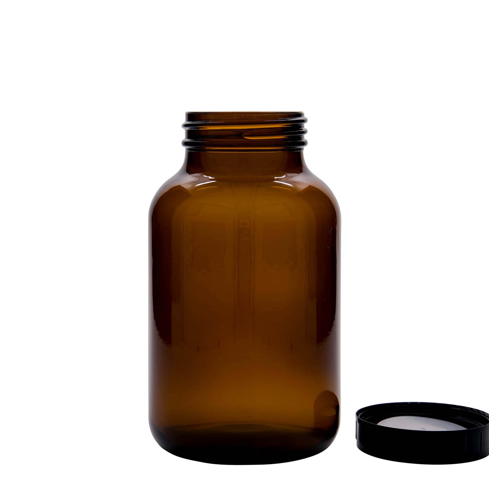 1.000 ml Vasetto di vetro a bocca larga, marrone, imboccatura: DIN 68