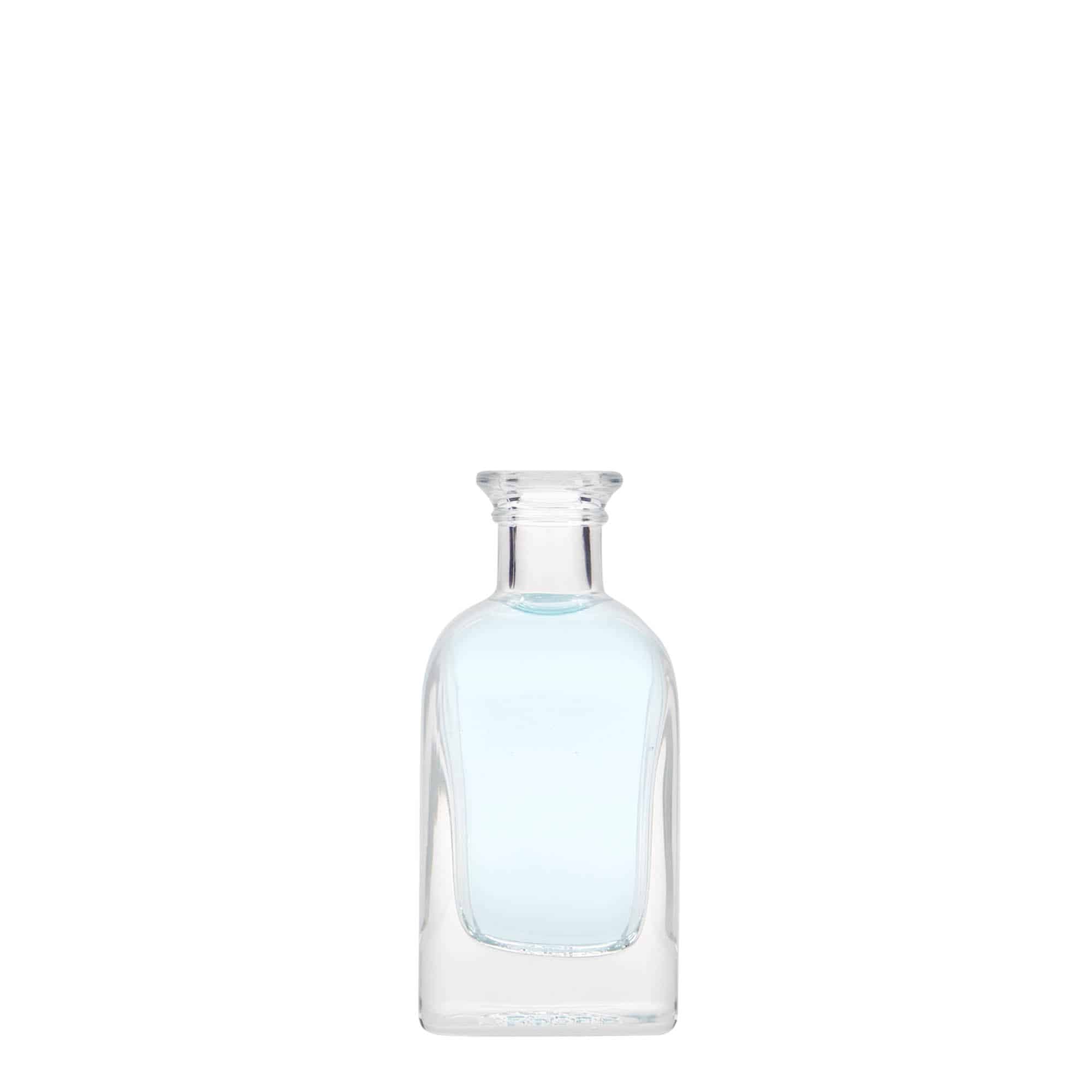 40 ml Bottiglia da farmacia 'Carré', vetro, quadrata, imboccatura: fascetta