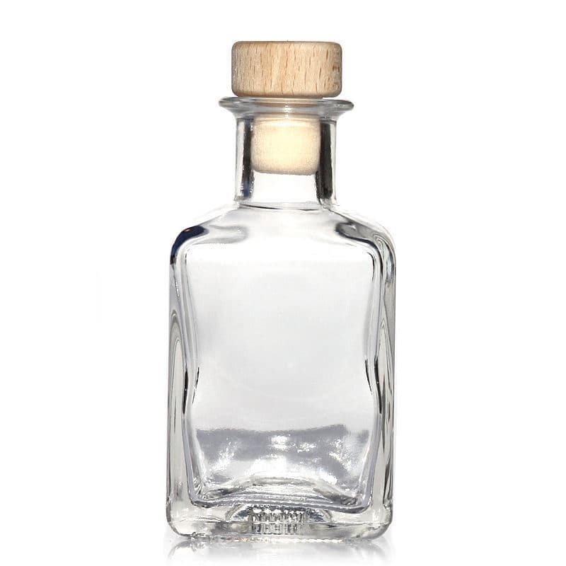 200 ml Bottiglia di vetro 'Kubica', quadrata, imboccatura: fascetta
