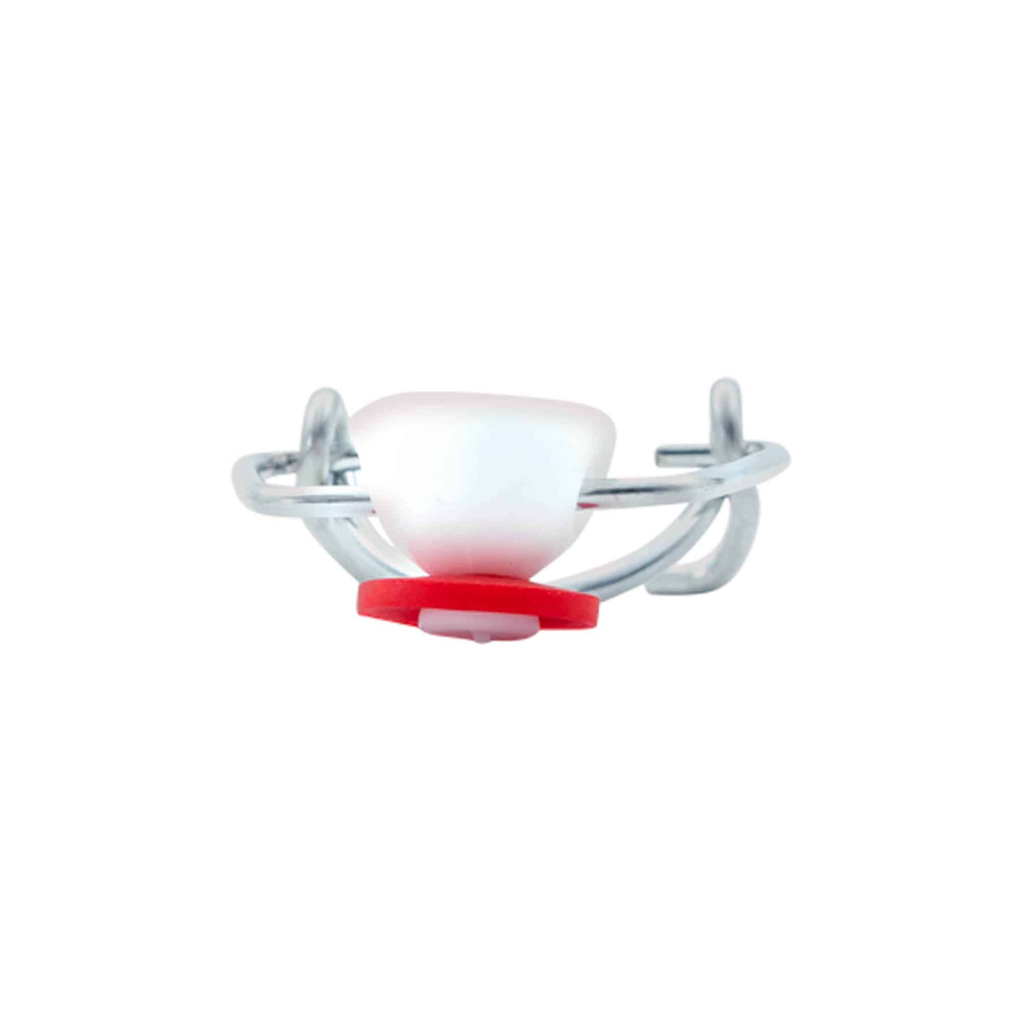 Chiusura a clip mini, plastica, rosso-bianco