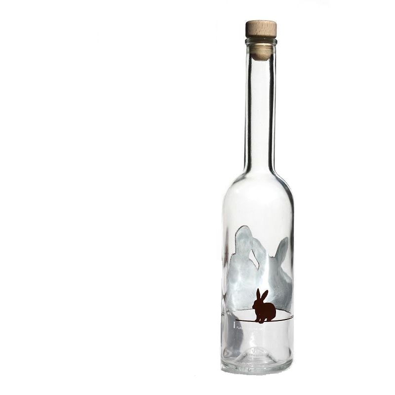 Bottiglia di vetro da 500 ml 'Opera', motivo: coniglio, bocca: sughero Bottiglia di vetro da 500 ml 'Opera', motivo: coniglio, bocca: sughero