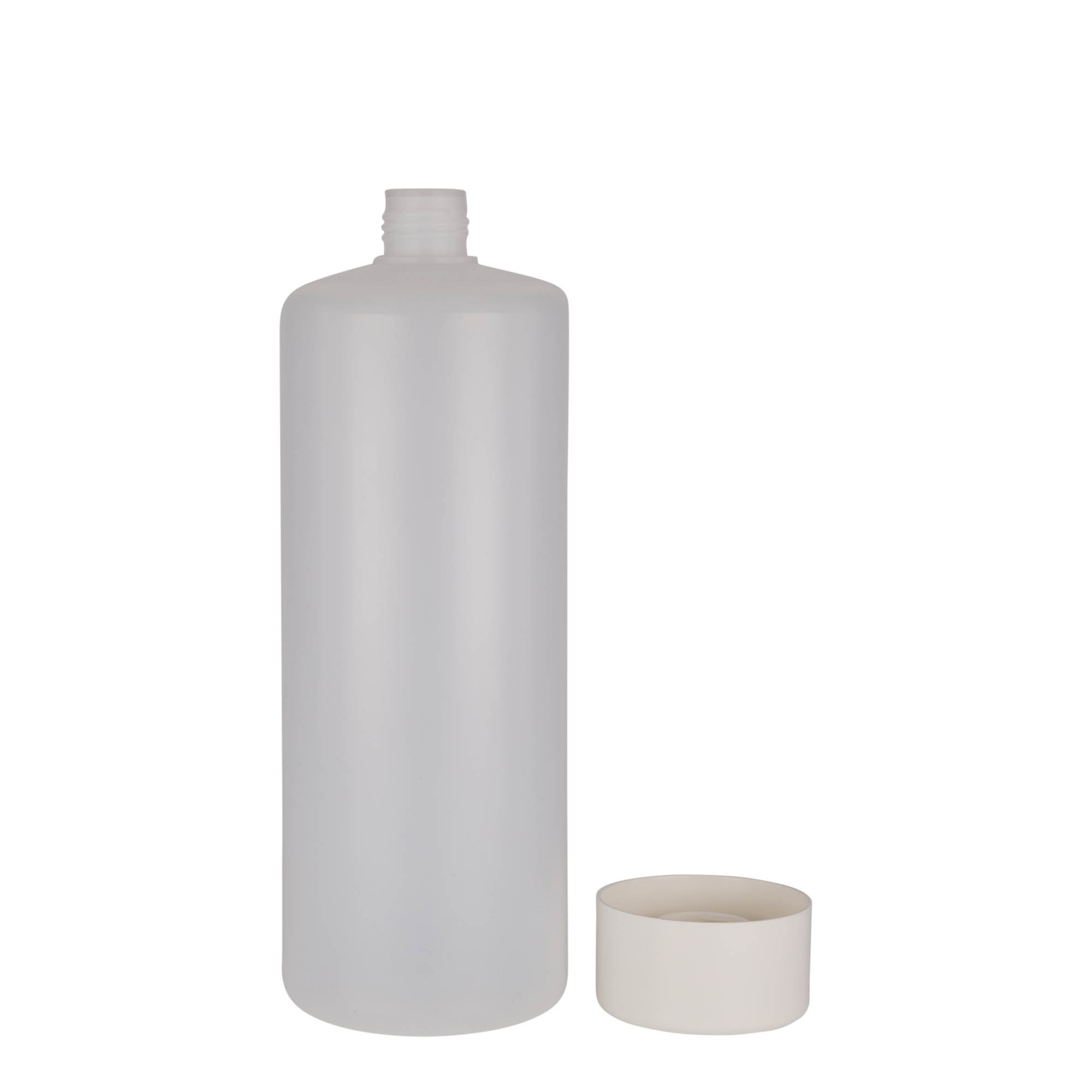1.000 ml bottiglia rotonda, plastica PE, naturale, bocca: chiusura a vite 1.000 ml bottiglia rotonda, plastica PE, naturale, bocca: chiusura a vite