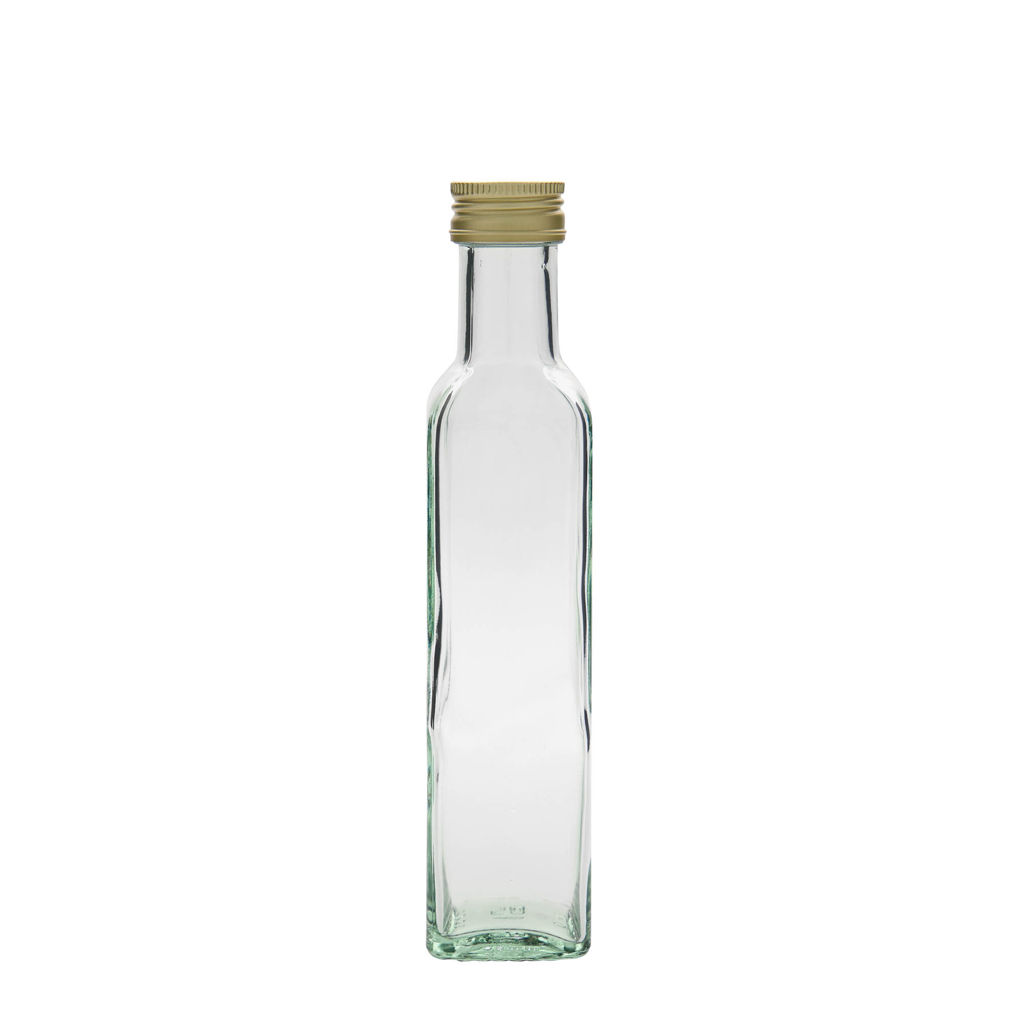 Bottiglia di vetro da 250 ml 'Marasca', quadrata, bocca: PP 31,5 Bottiglia di vetro da 250 ml 'Marasca', quadrata, bocca: PP 31,5