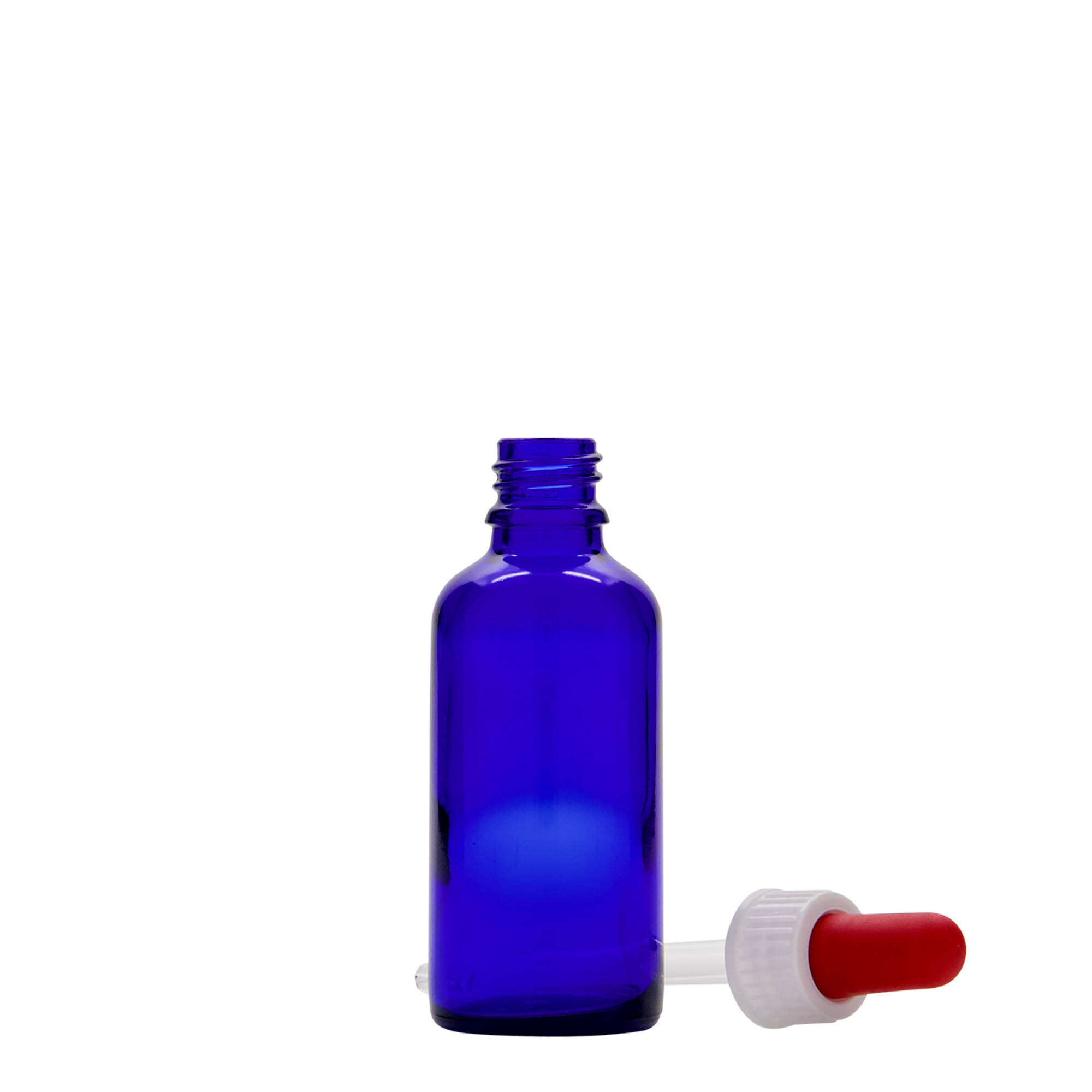 50 ml Flacone con contagocce medicina, vetro, blu reale-rosso, bocca: DIN 18 50 ml Flacone con contagocce medicina, vetro, blu reale-rosso, bocca: DIN 18