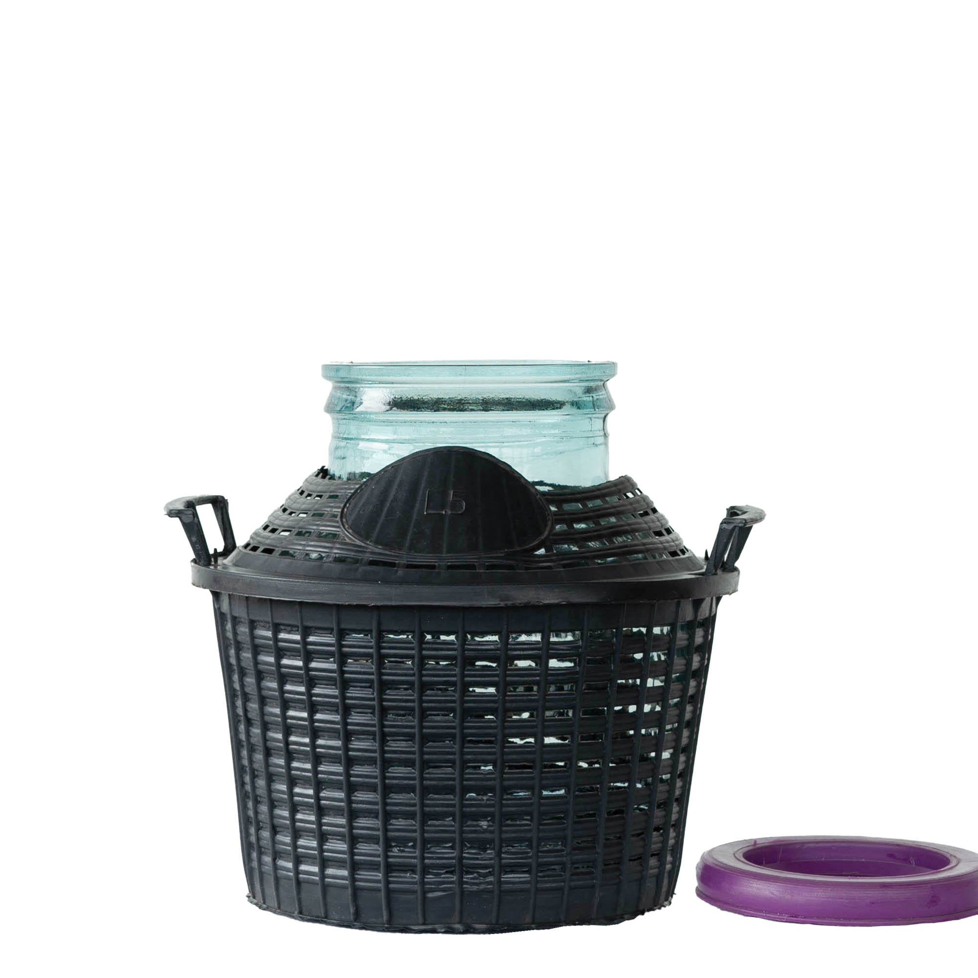 Bombola a palla da 5 l a bocca larga, vetro, bocca: coperchio a calotta