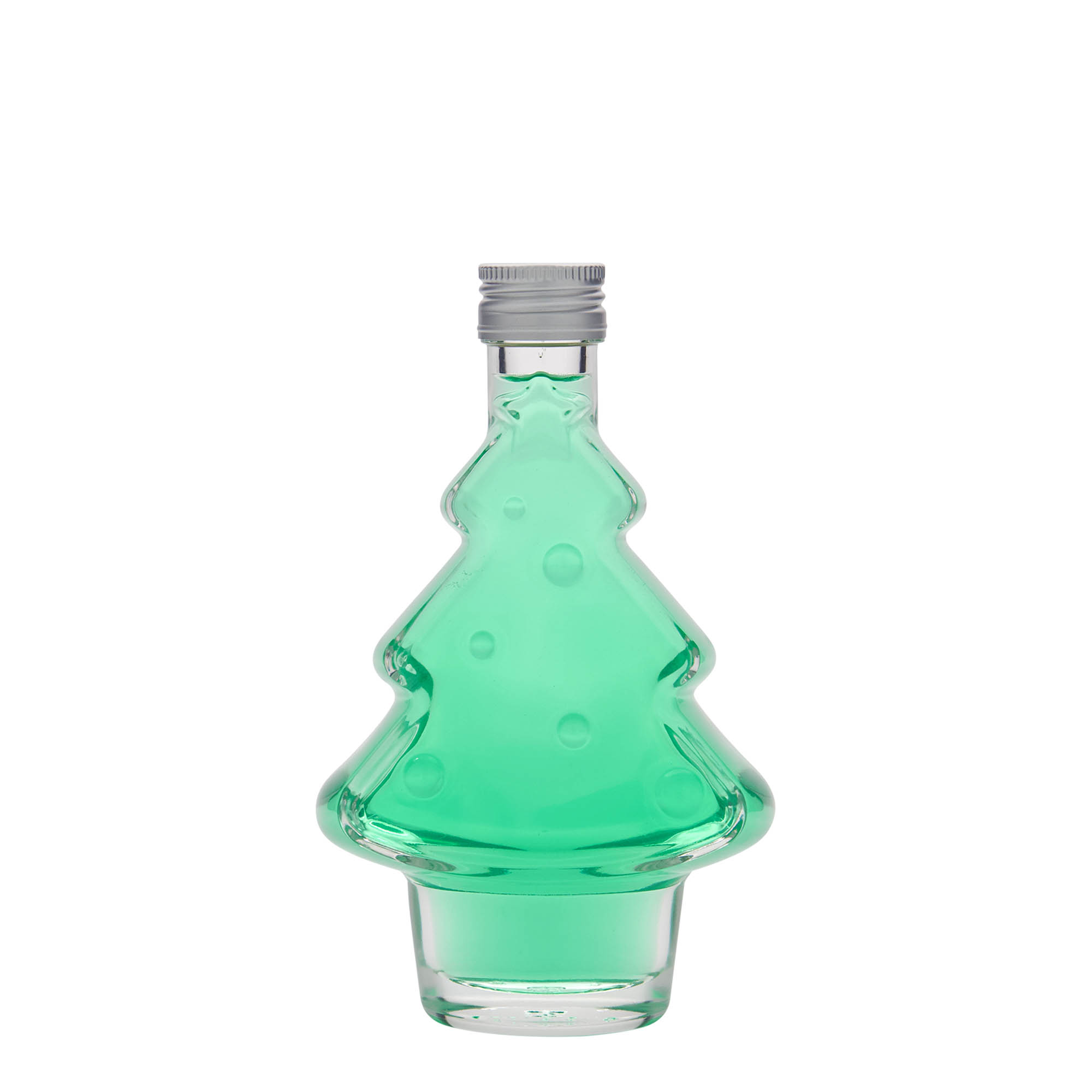 Bottiglia di vetro da 200 ml 'Albero di Natale', bocca: PP 28