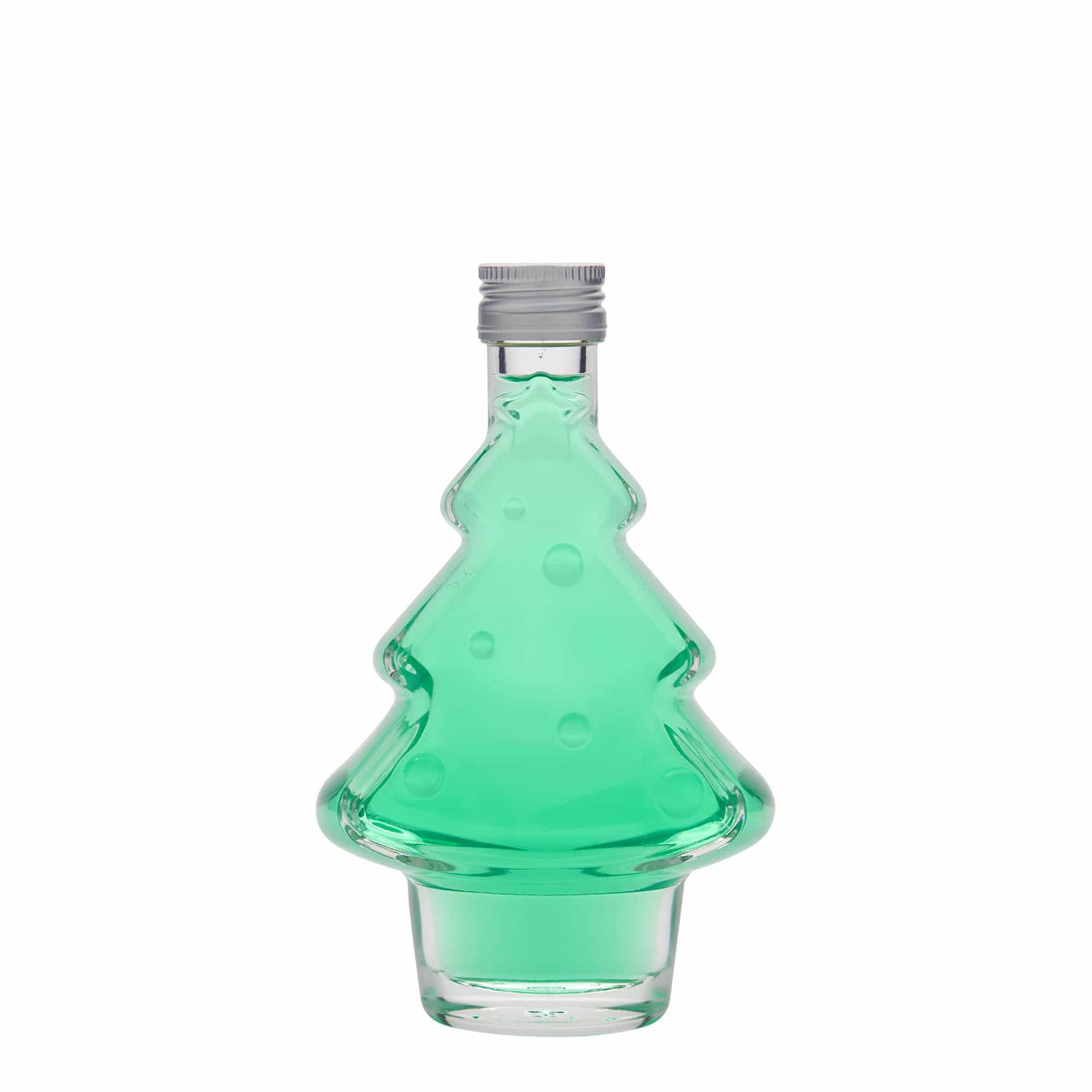 Bottiglia di vetro da 200 ml 'Albero di Natale', bocca: PP 28