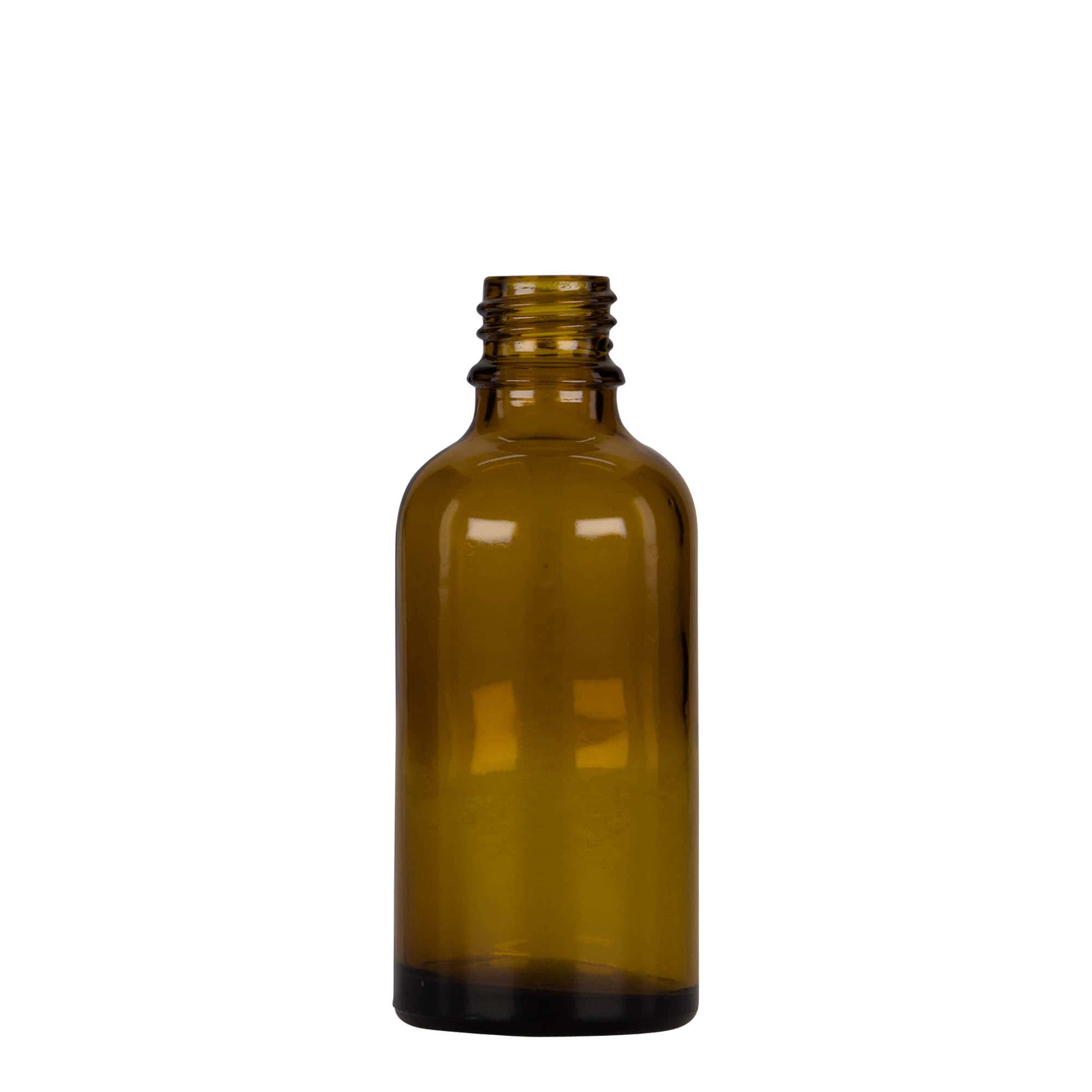 50 ml Flacone contagocce medico, vetro, marrone-nero, bocca: DIN 18