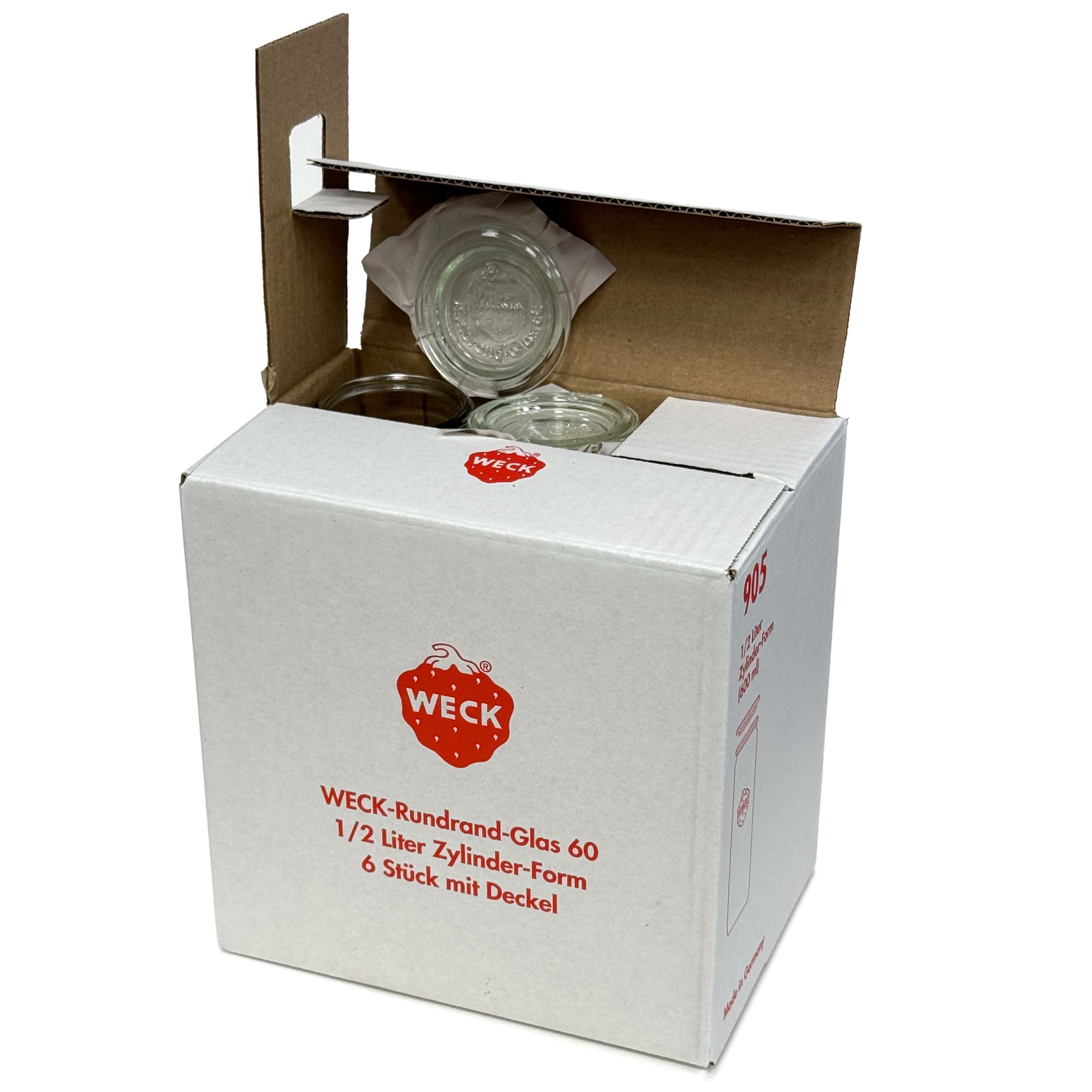 6x 600 ml WECK barattolo cilindrico con coperchio in vetro RR 60