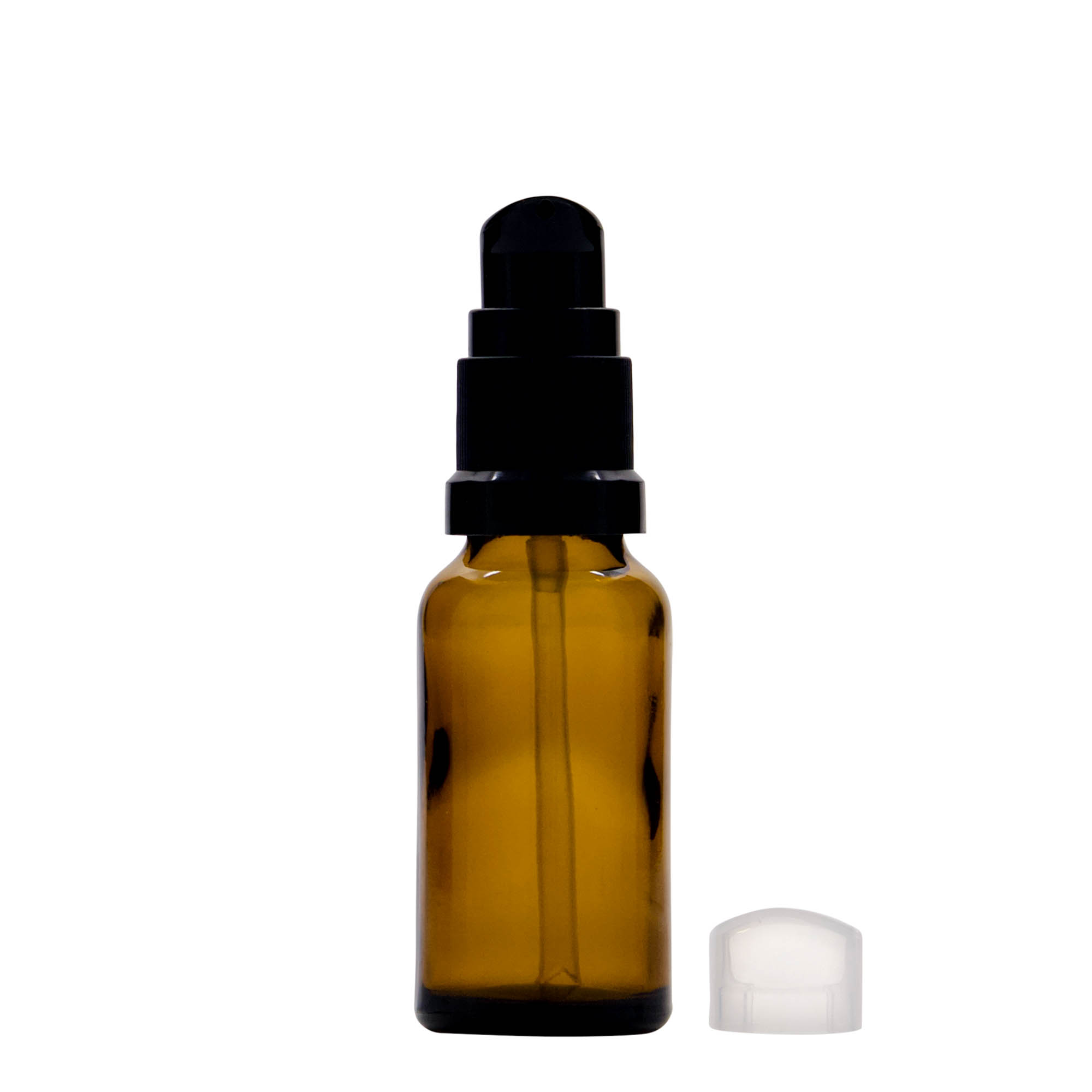 Flacone medico da 20 ml con pompa per lozione, vetro, marrone, bocca: DIN 18 Flacone medico da 20 ml con pompa per lozione, vetro, marrone, bocca: DIN 18