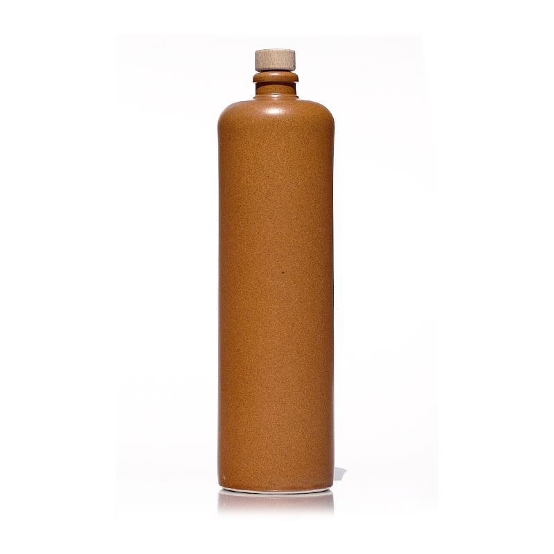 1.000 ml Bottiglia in ceramica, ceramica grès, rosso-marrone, imboccatura: fascetta