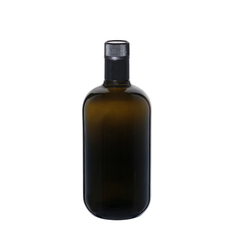 Bottiglia per aceto/olio da 750 ml 'Biolio', vetro, verde antico, bocca: DOP