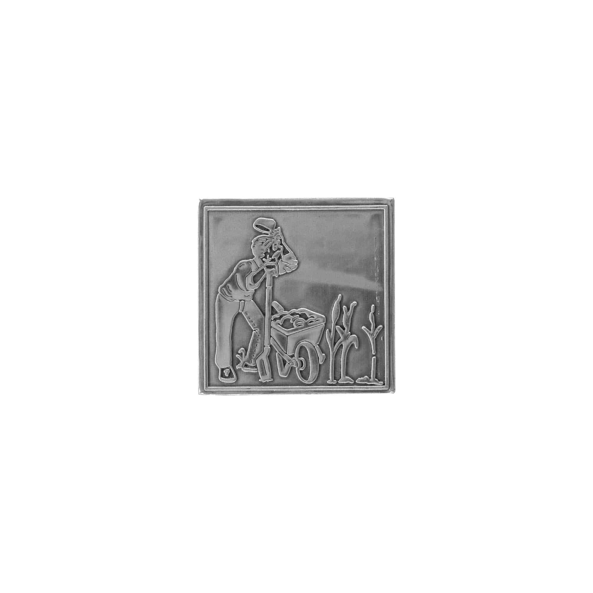 Etichetta metallica 'Giardiniere', quadrata, stagno, argento