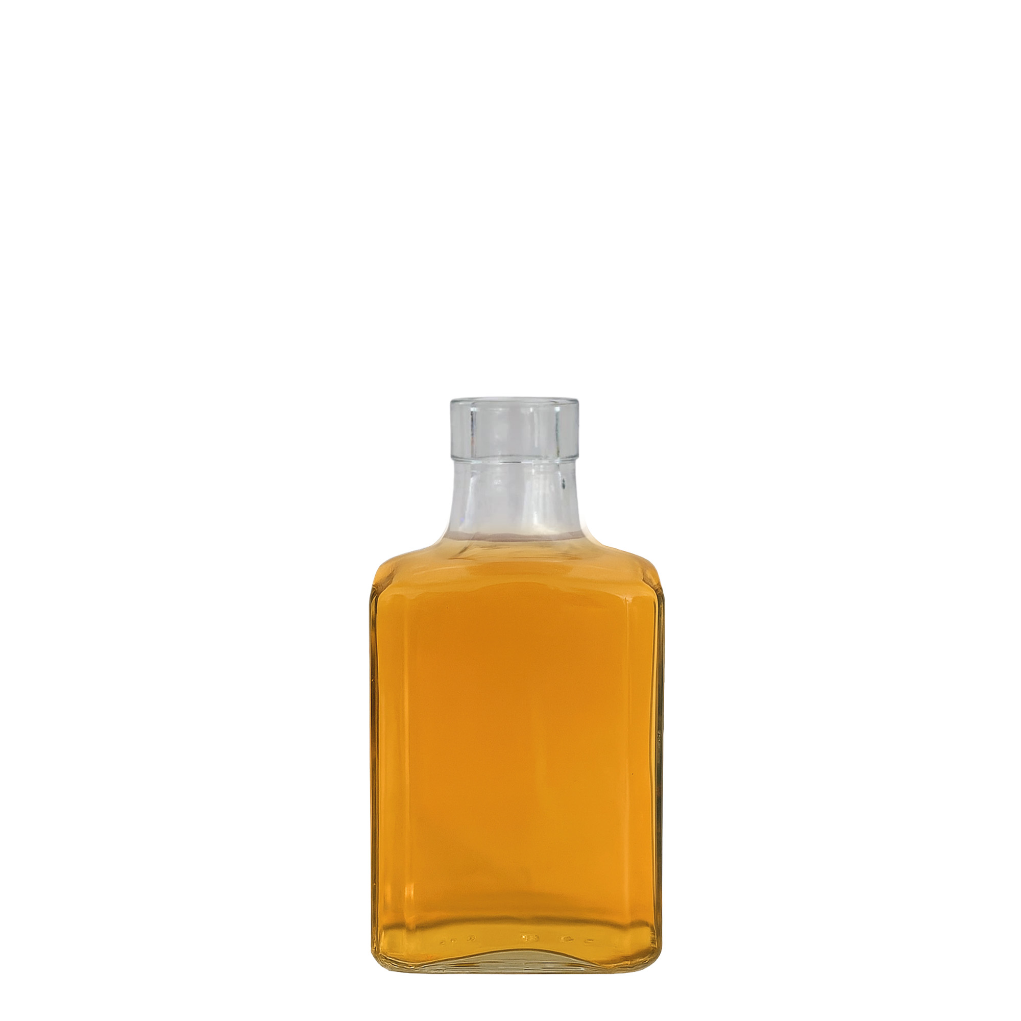 Bottiglia di vetro da 250 ml 'Decanter Quadro Oberband', quadrata, bocca: tappo in sughero Bottiglia di vetro da 250 ml 'Decanter Quadro Oberband', quadrata, bocca: tappo in sughero