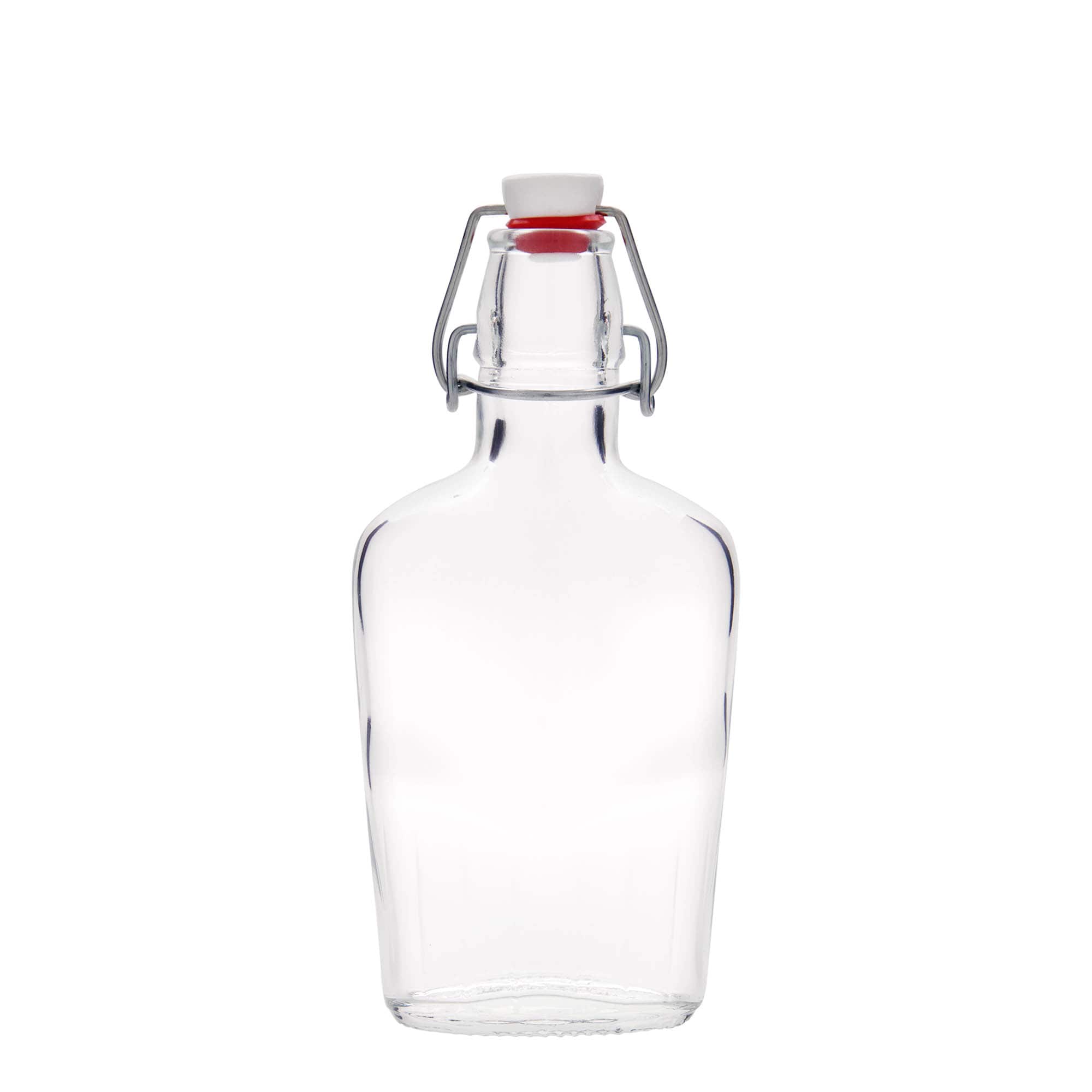 250 ml Bottiglia di vetro 'Fiaschetta', ovale, imboccatura: tappo meccanico