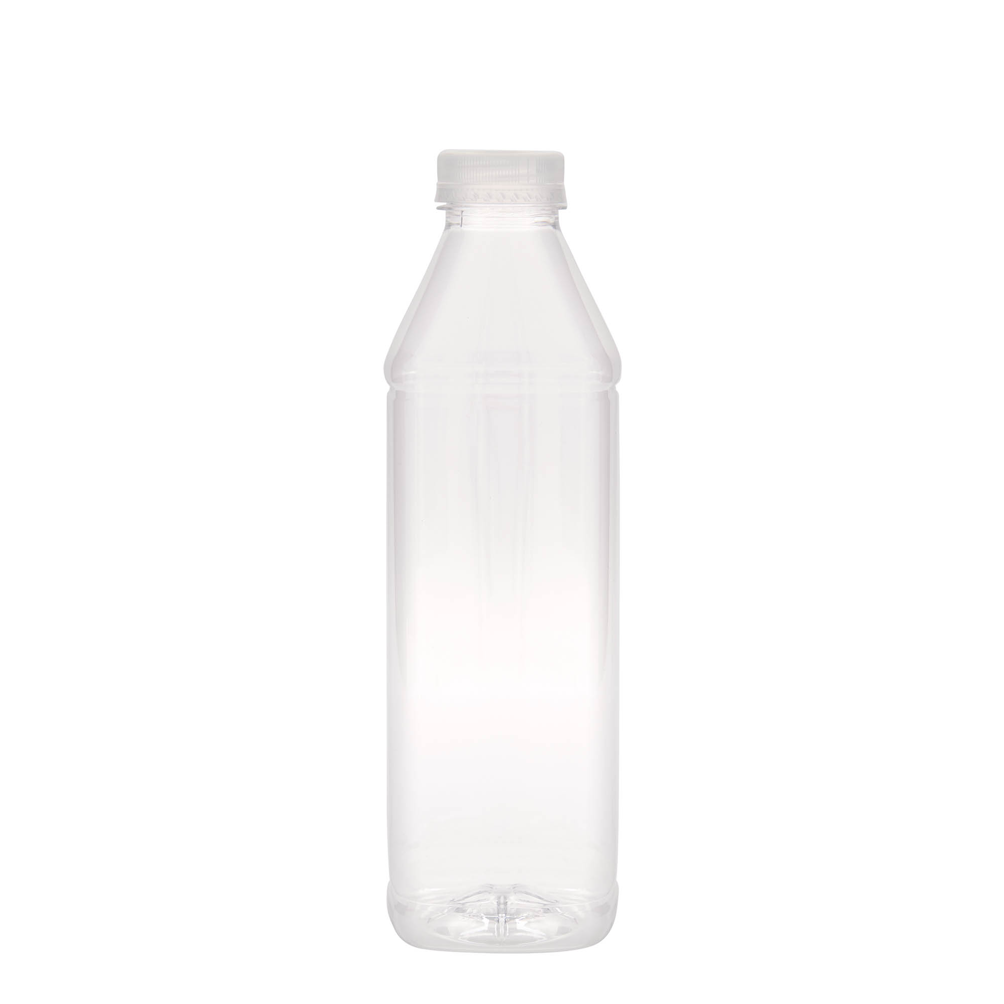 Bottiglia PET da 1.000 ml 'Milk and Juice Carré', quadrata, plastica, bocca: 38 mm