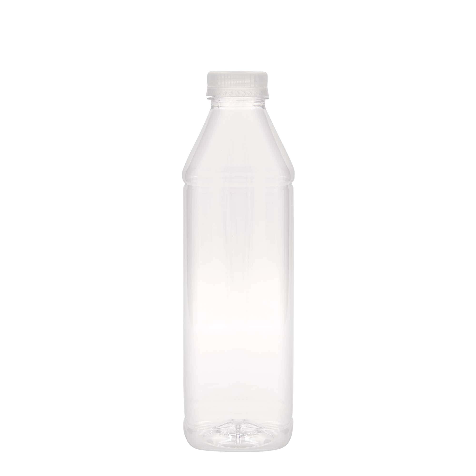 Bottiglia PET da 1.000 ml 'Milk and Juice Carré', quadrata, plastica, bocca: 38 mm