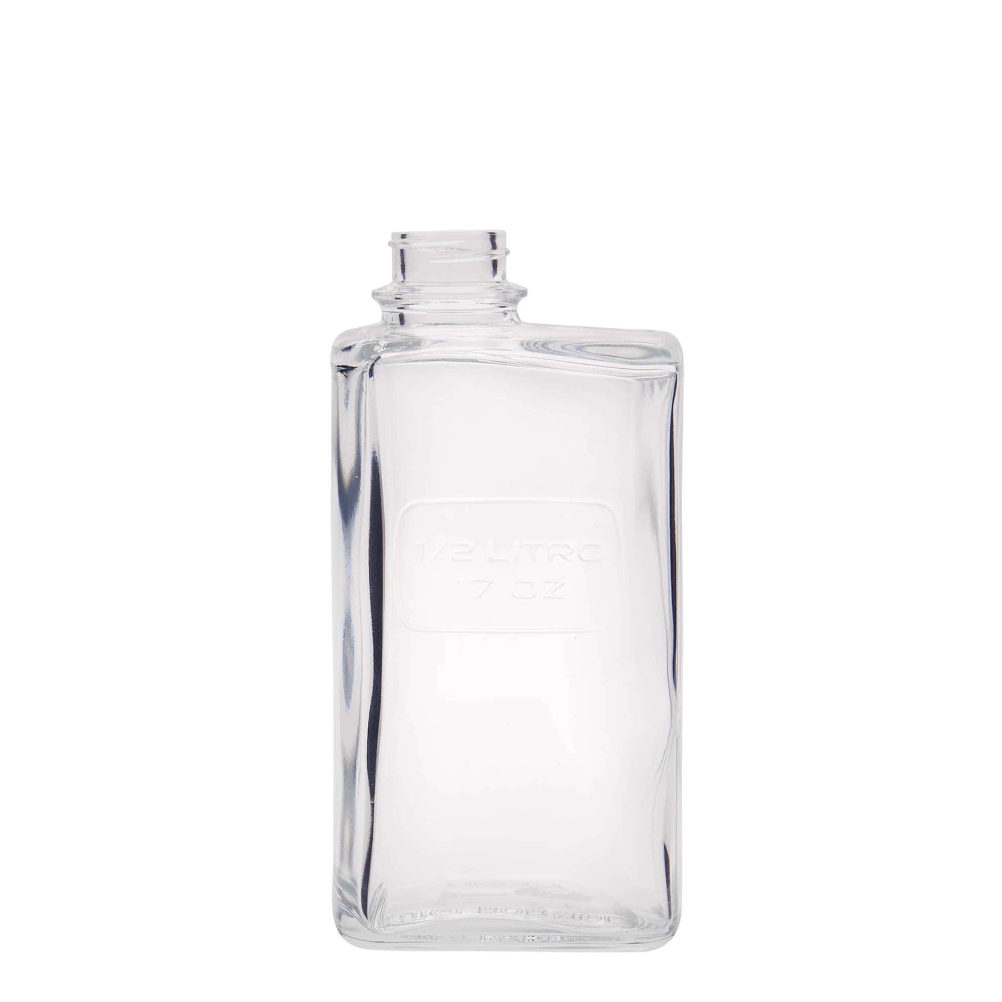 500 ml Bottiglia di vetro 'Optima Lattina', rettangolare, imboccatura: a vite