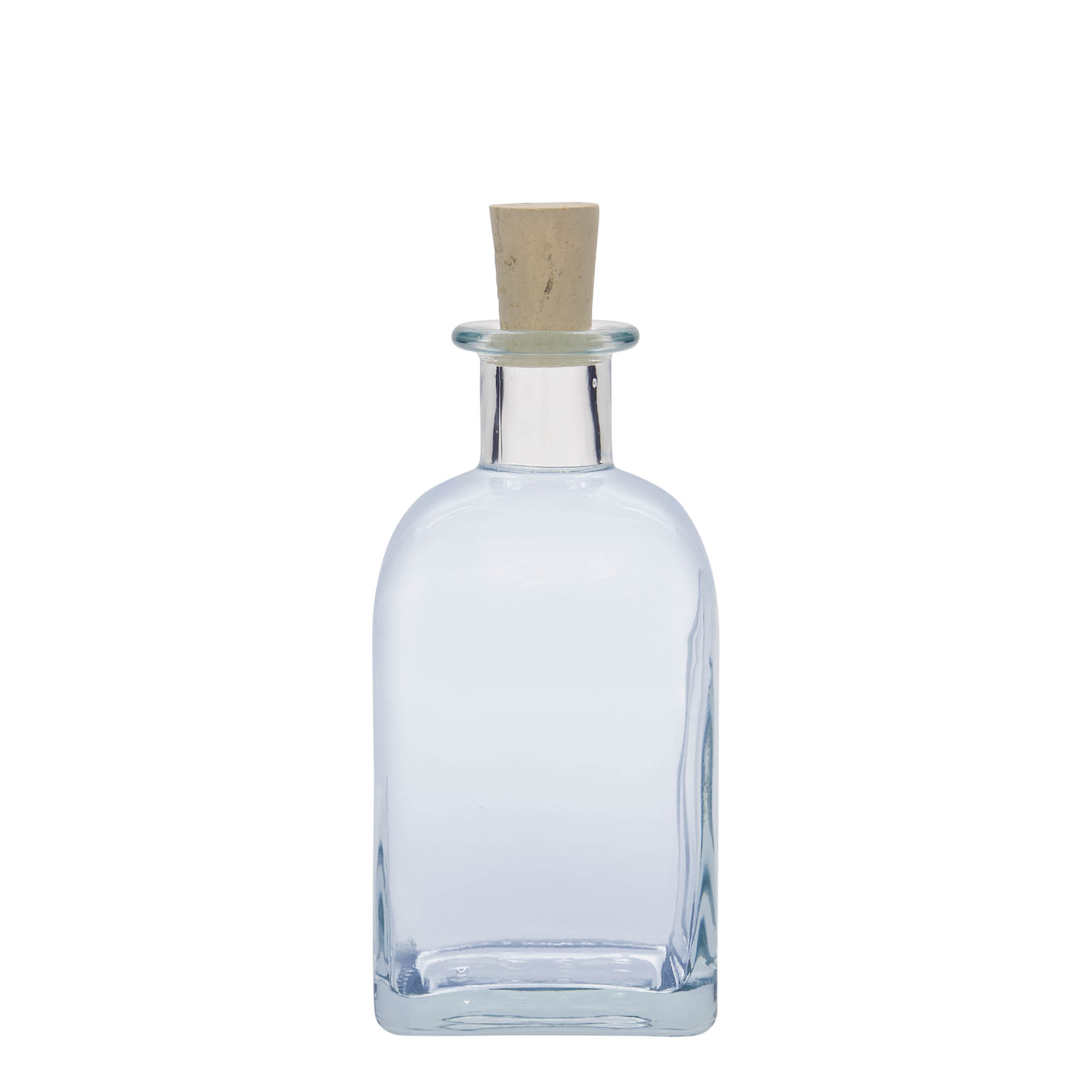 Bottiglia di vetro da 350 ml Apotheker Carré, quadrata, bocca: sughero