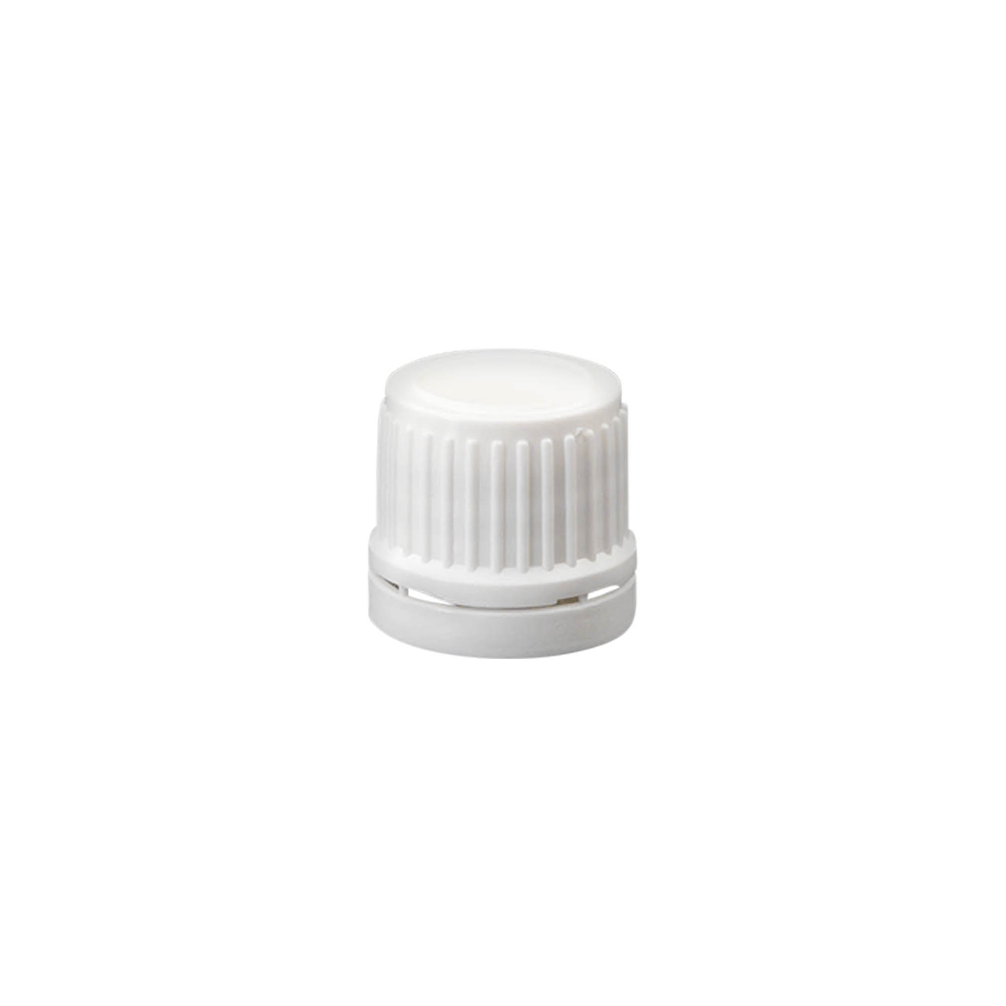 Tappo a vite con sigillo di originalità, plastica PE, bianco, per bocca: DIN 18 Tappo a vite con sigillo di originalità, plastica PE, bianco, per bocca: DIN 18