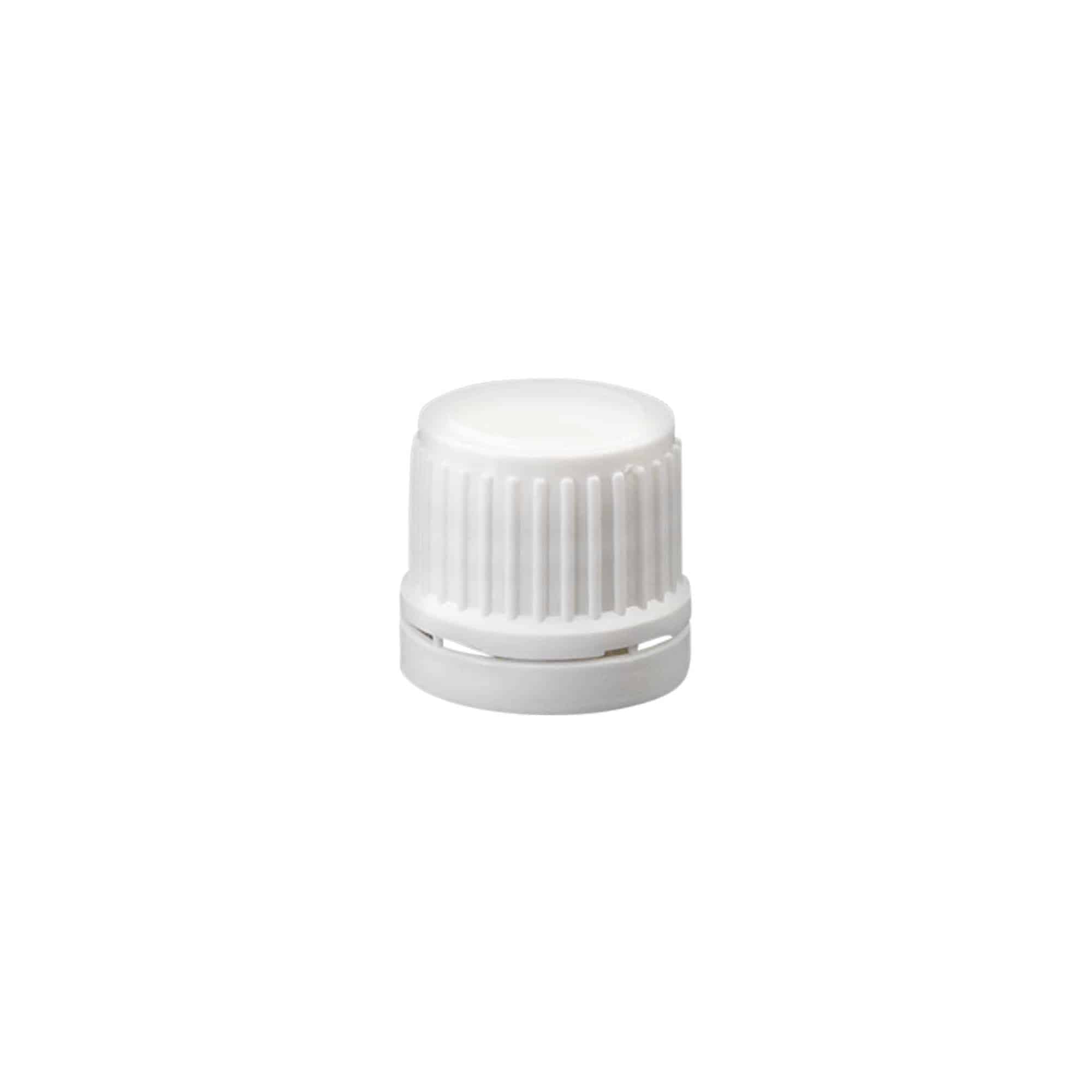 Tappo a vite con sigillo di originalità, plastica PE, bianco, per bocca: DIN 18